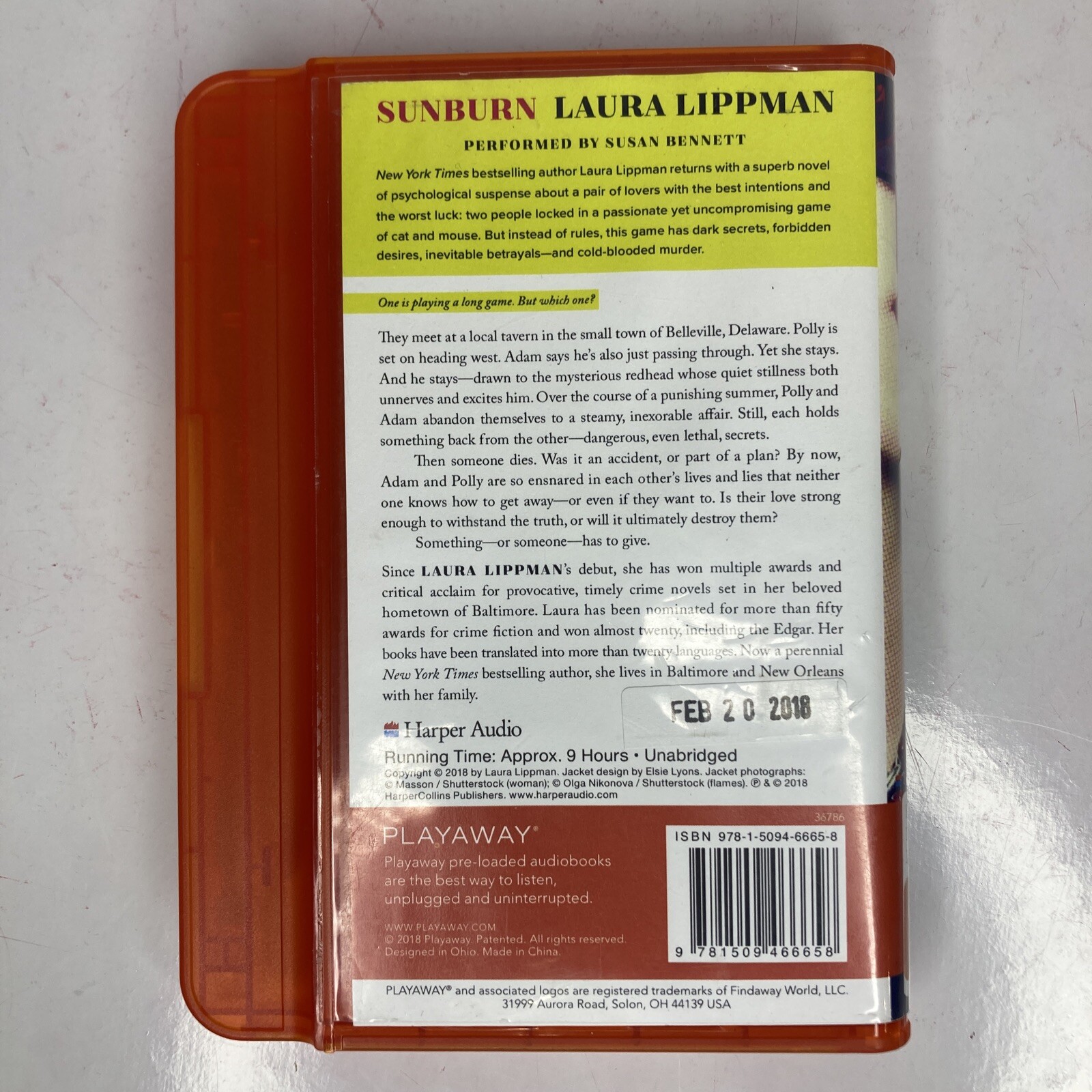 Sunburn by Laura Lippman (2018, Audio, Other) — Playaway Audio Book
