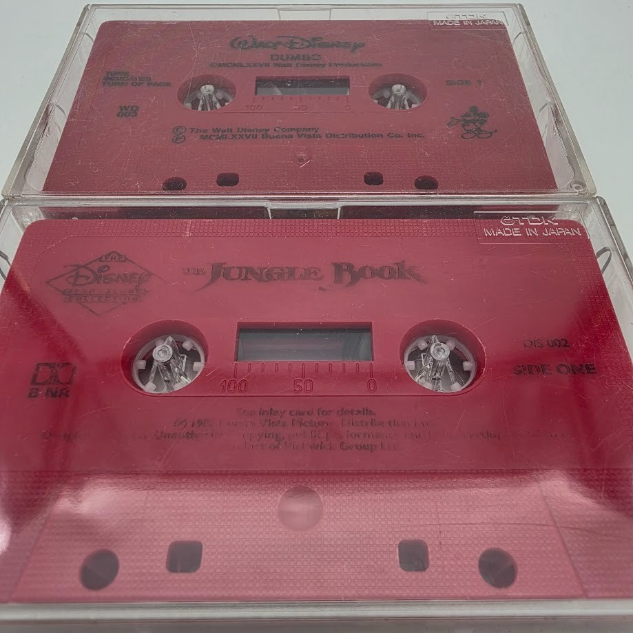 Walt Disney Read Along Cassette Tapes 2 Original The Jungle Book and Dumbo 1988