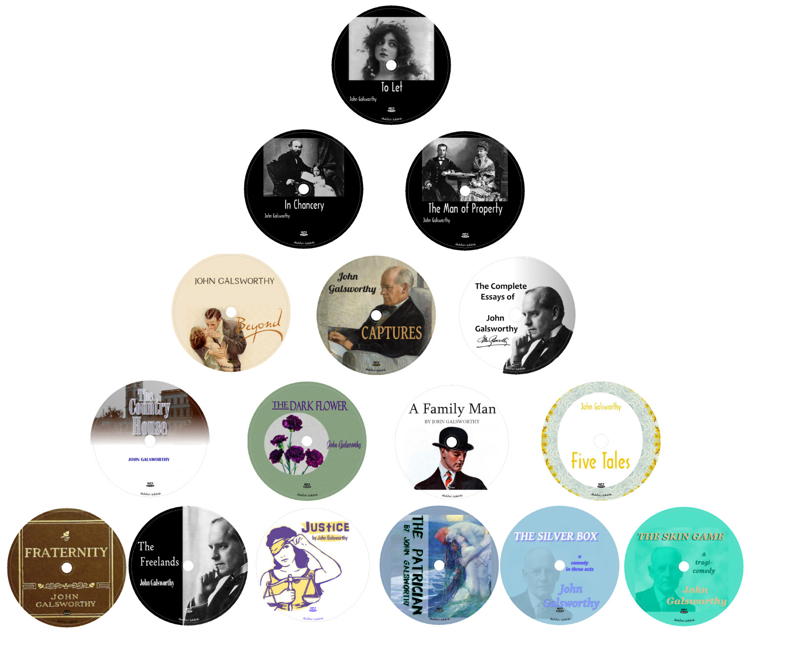 Notable Works of John Galsworthy 16 Drama Romance Audiobooks in 16 MP3 CDs