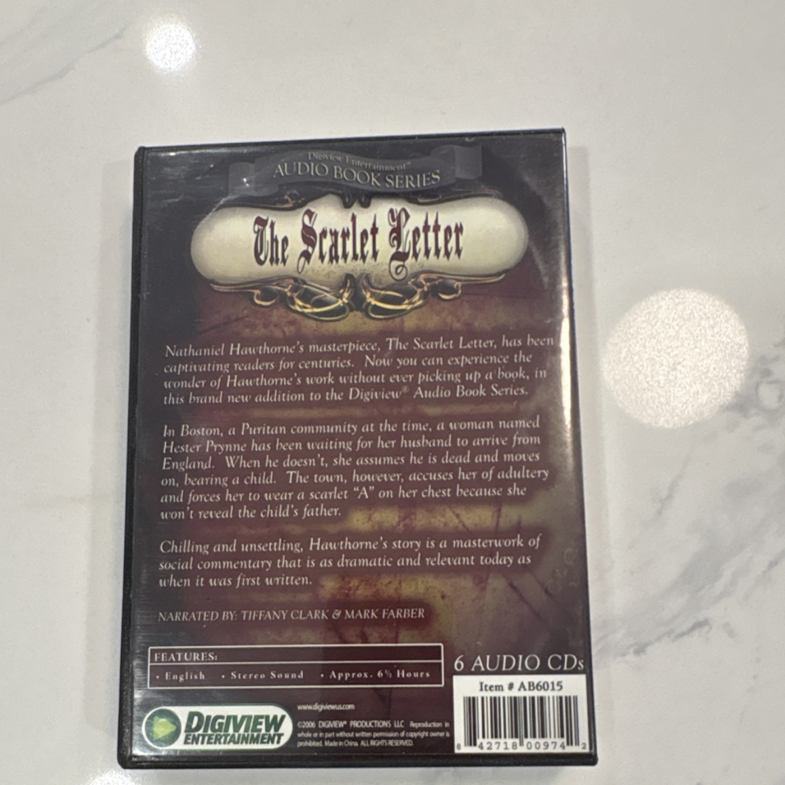 Digiview Entertainment The Scarlet Letter Audiobook 6 CD Set Hawthorne Abridged