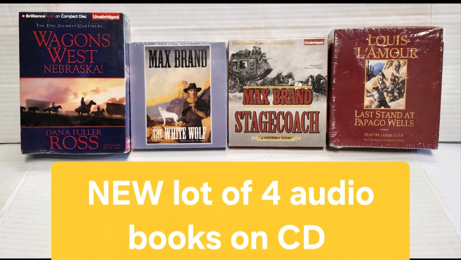 NEW Set Of 4 Audio Books On CD Westerns Max Brand Louis L’Amour Dana Fuller Ross