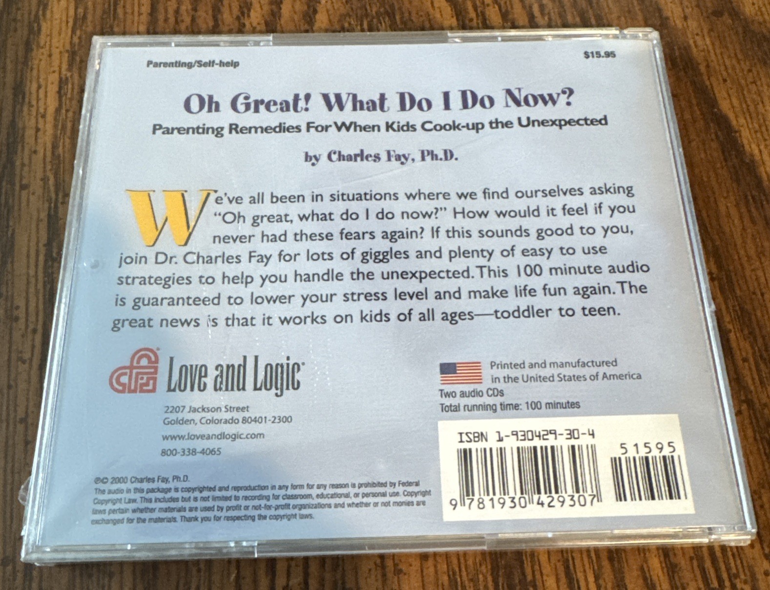 Love And Logic Oh Great What Do I Do Now Audio CDs Parenting Charles Fay New L