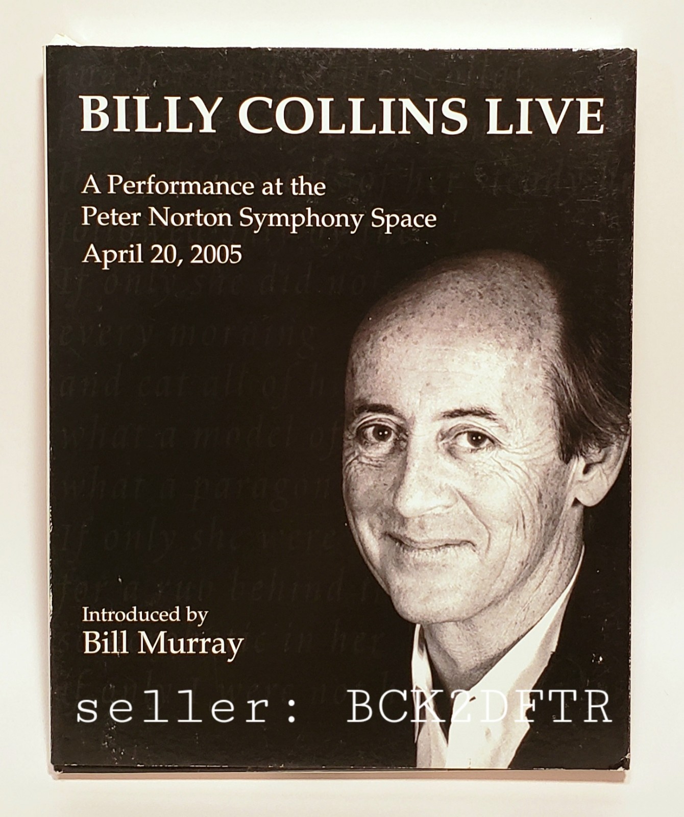 🔥 BILLY COLLINS LIVE: Peter Norton Symphony Space April 20, 2005 CD NEW SEALED