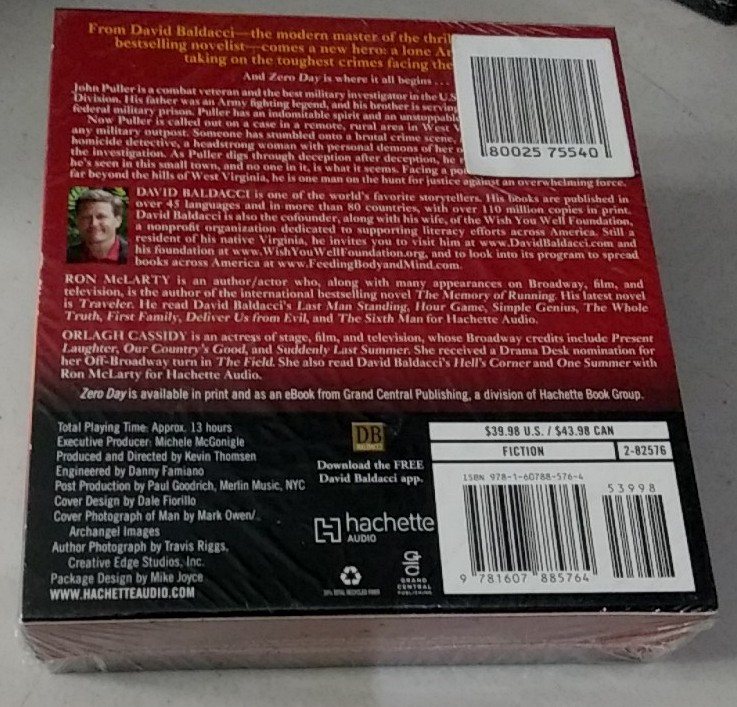 Zero Day DAVID BALDACCI Unabridged 12 CD Audiobook 13 hrs NEW SEALED Fiction
