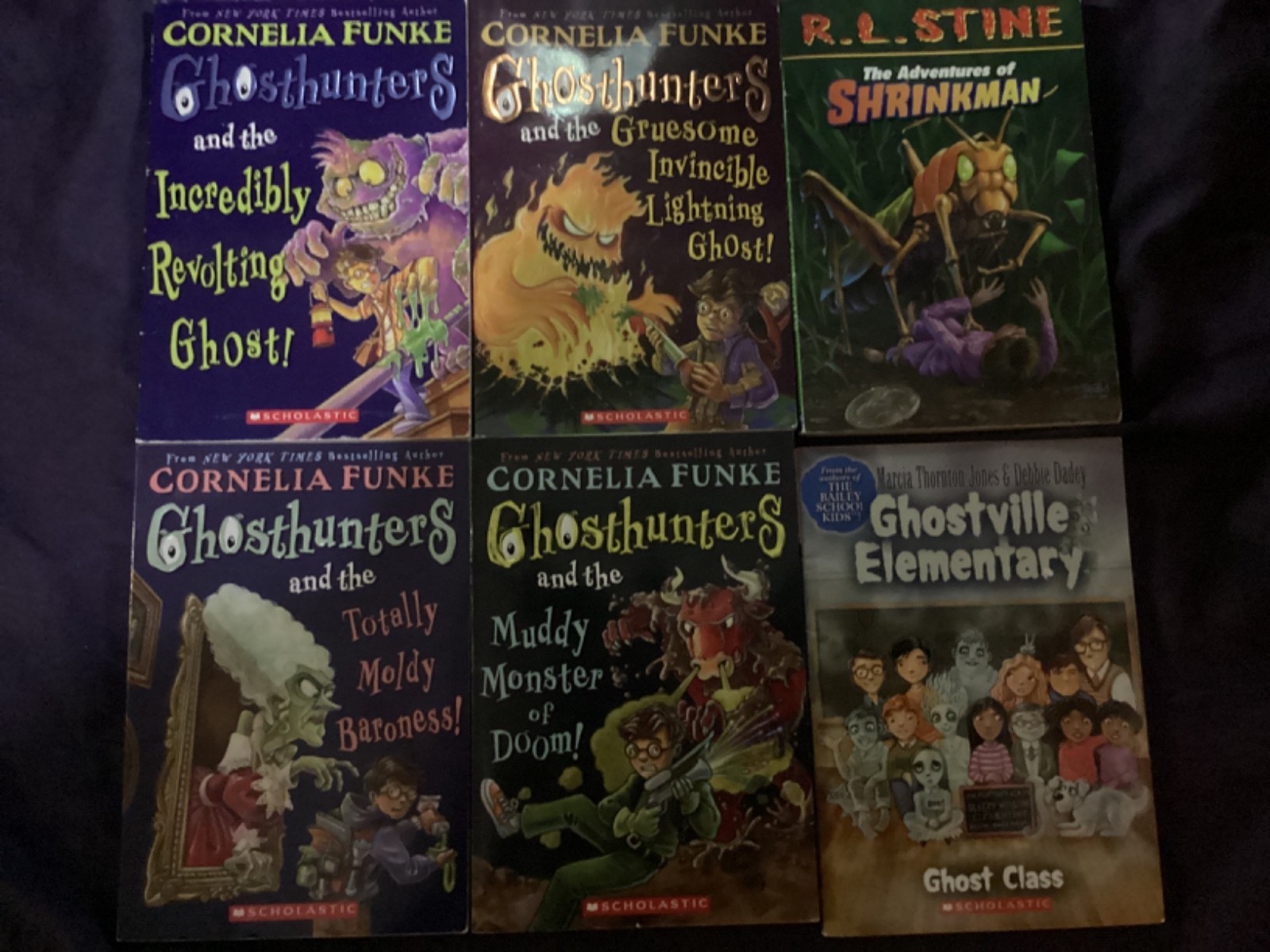 Set of 4 Ghosthunters Books 1,3, & 4, plus Ghostville Elementary, & RL STINE