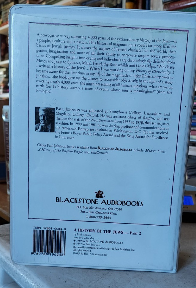 A History of the Jews 2 Volumes Paul Johnson Blackstone Audio Cassettes BL5G