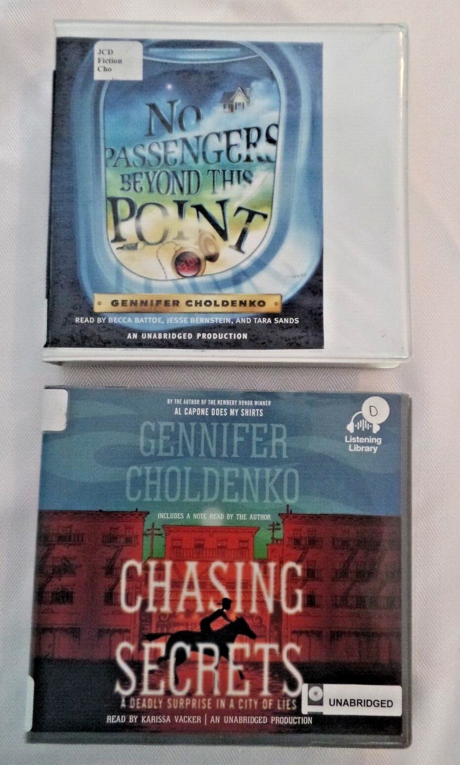 2 Audio Books CDs UNABRIDGED Choldenko Chasing Secrets No Passengers Beyond THi