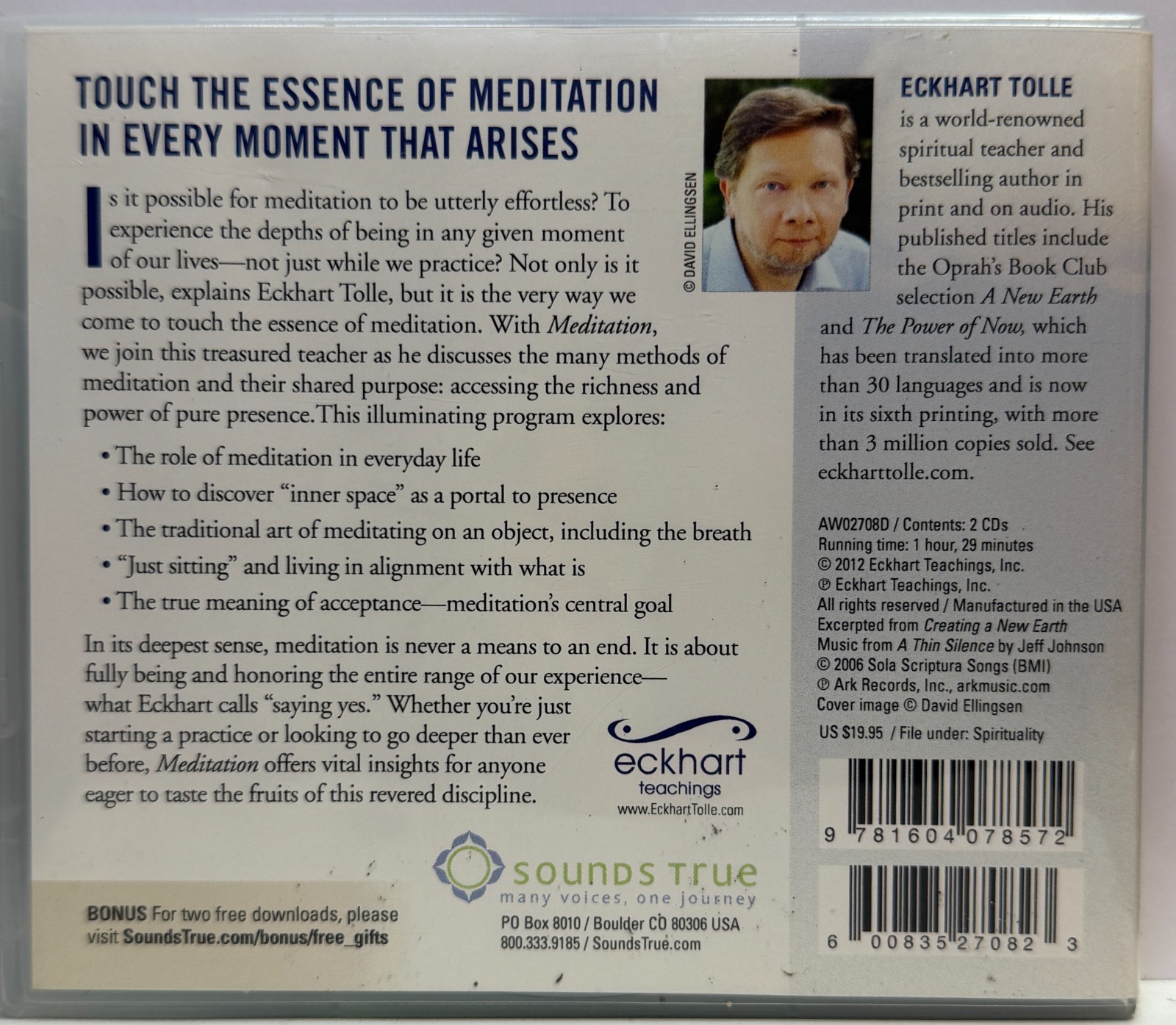 Eckhart Tolle: Meditation: Practicing Presence in Every Moment of Your Life 2 CD
