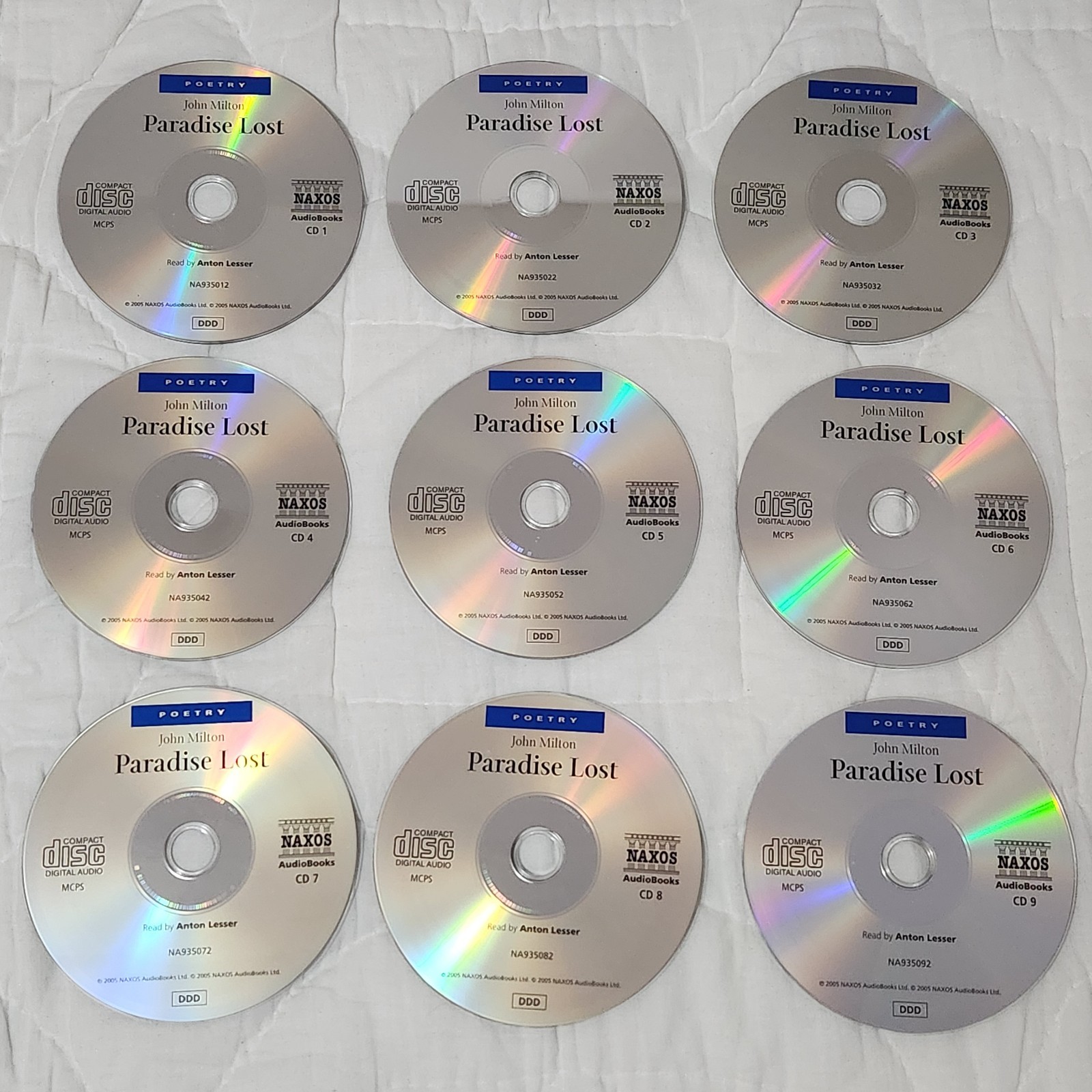 Paradise Lost Unabridged Box Set 9 CDs John Milton Anton Lesser Naxos AudioBooks