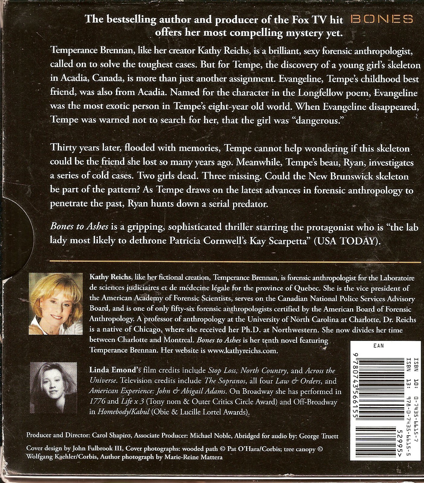 «Bones to Ashes» audiobook thriller by Kathy Reichs (5 CDs 2006) abridged 6 hrs