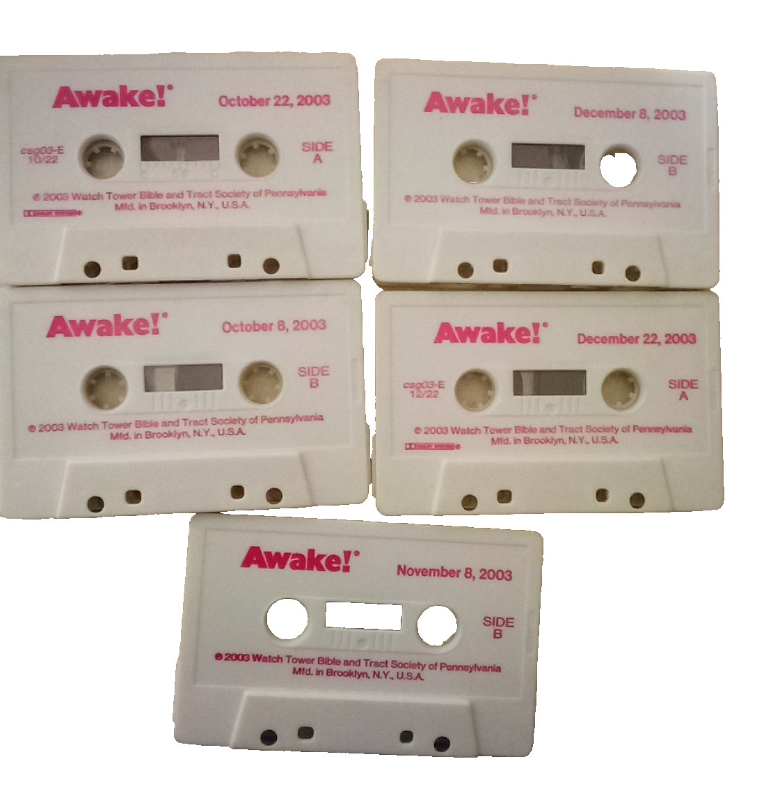 Awake! Watchtower Bible And Tract Society Audio Cassettes 2003 Lot of 5