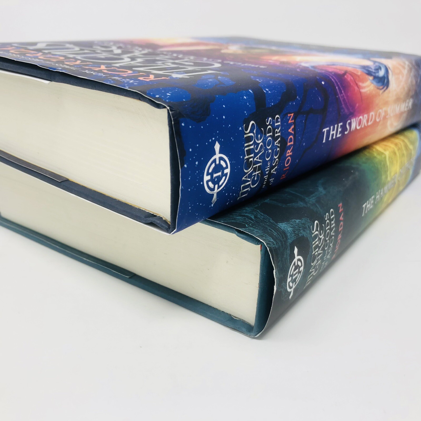 Magnus Chase NOVELS Bk 1 & 2 HC w/ DJ Rick Riordan Sword Summer / Hammer Thor