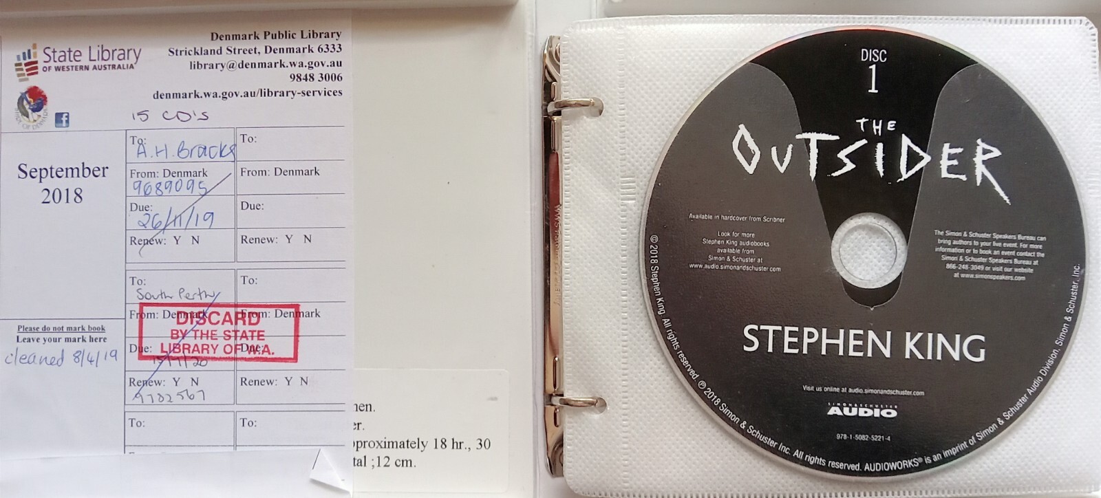 Stephen King THE OUTSIDER (2018) AUDIO UNABRIDGED 15 CDs