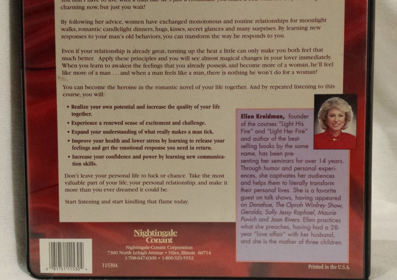 Light His Fire A Program For Women Ellen Kreidman Audiocassette (6) & Media Box