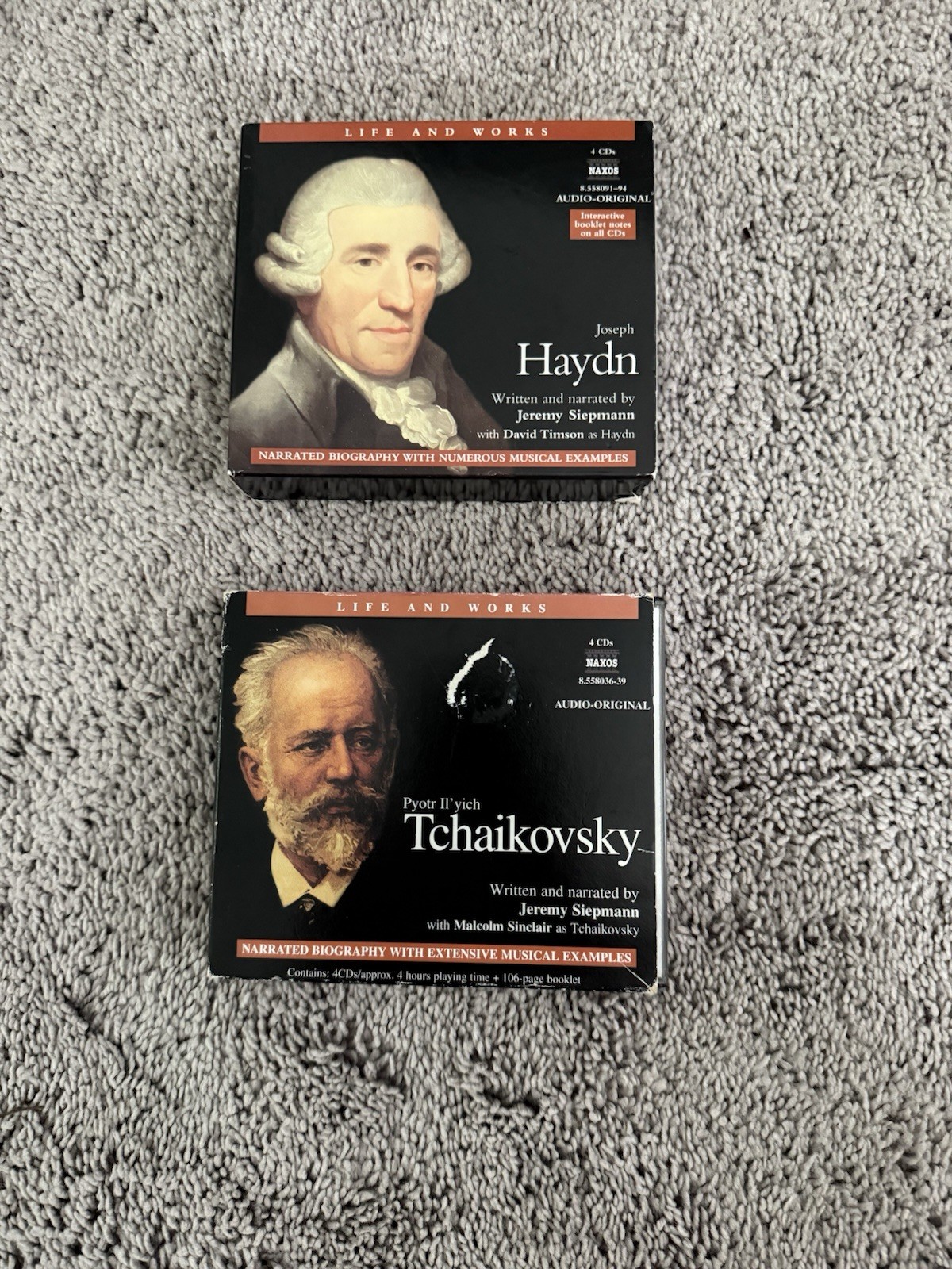 Life and Works Haydn & Tchaikovsky. 2 Naxos Audiobooks. 8 CDs and 2 booklets.