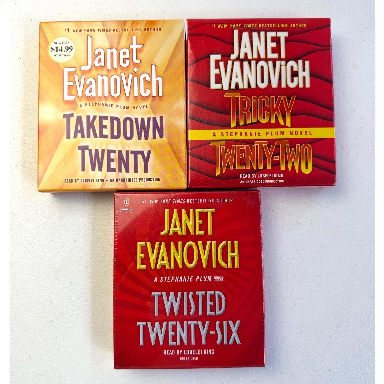 Janet Evanovich Stephanie Plum 3CD Audiobook Set Takedown Tricky Twisted Mystery