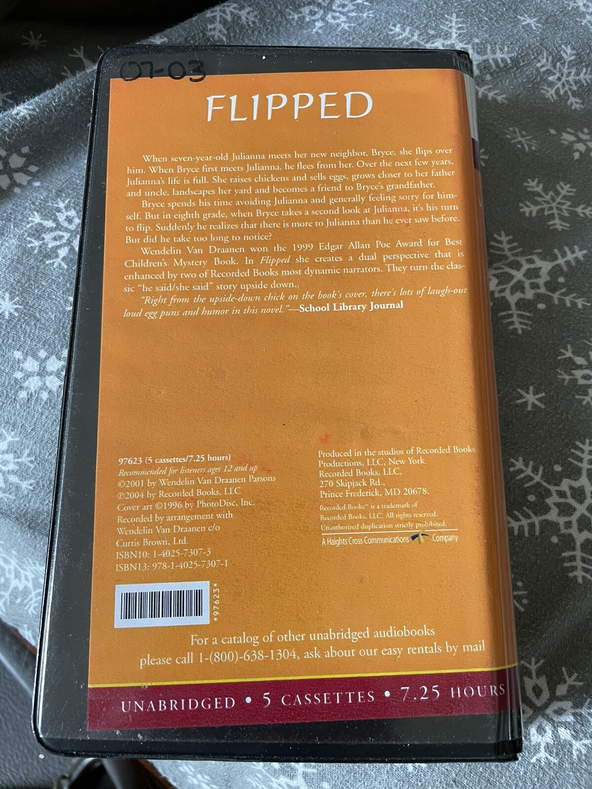 Flipped By Wendelin Van Draanen Audiobook 5 Audiocassettes 7.25 Hours