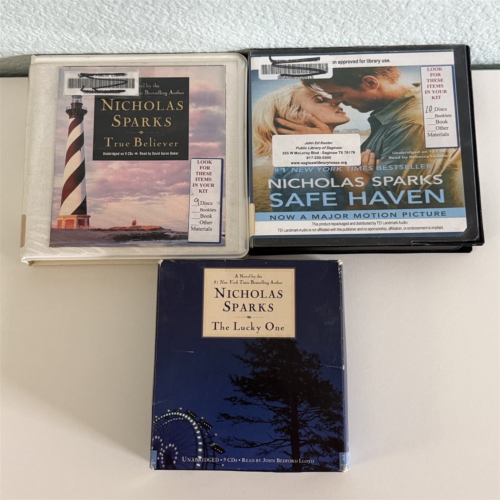 Lot Of 3 Nicholas Sparks True Believer Safe Haven The Lucky One Audiobooks On CD