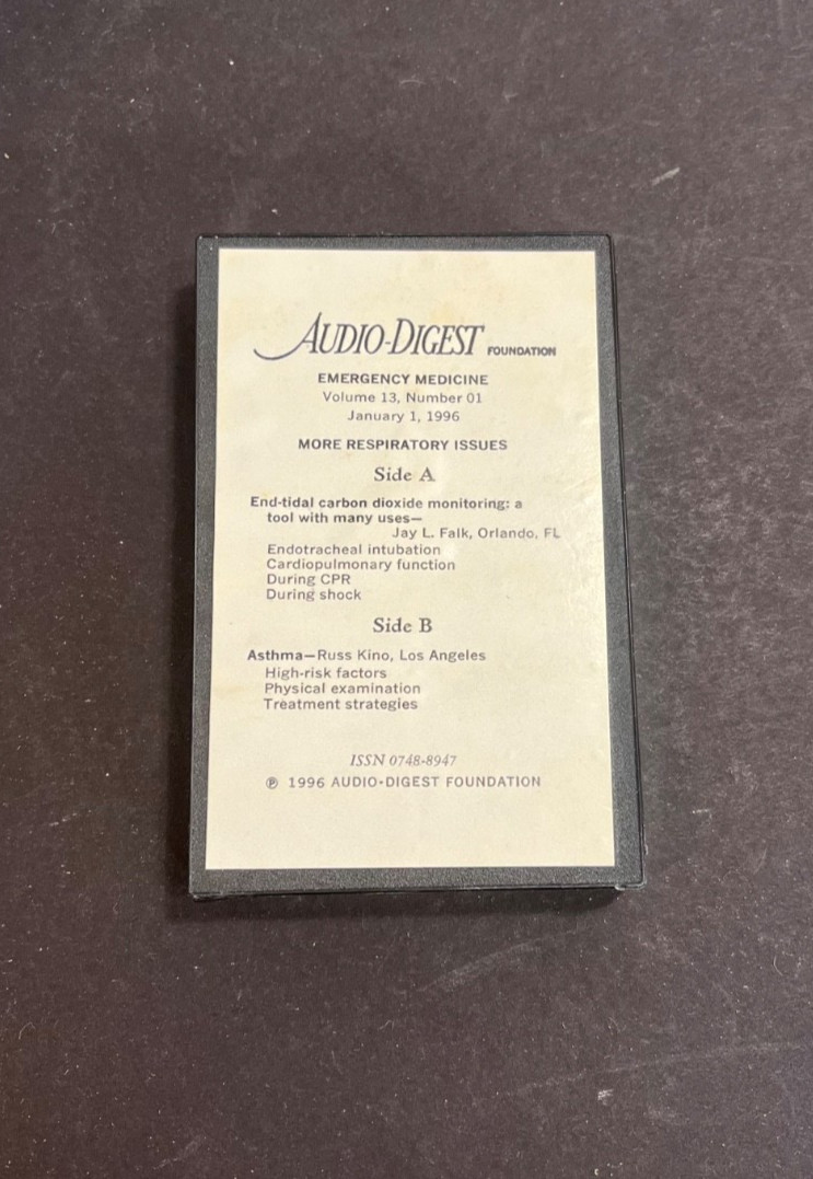 LOT 37 CME Physician Audio Digest Emergency Medicine on Cassette 1998 Volume 13