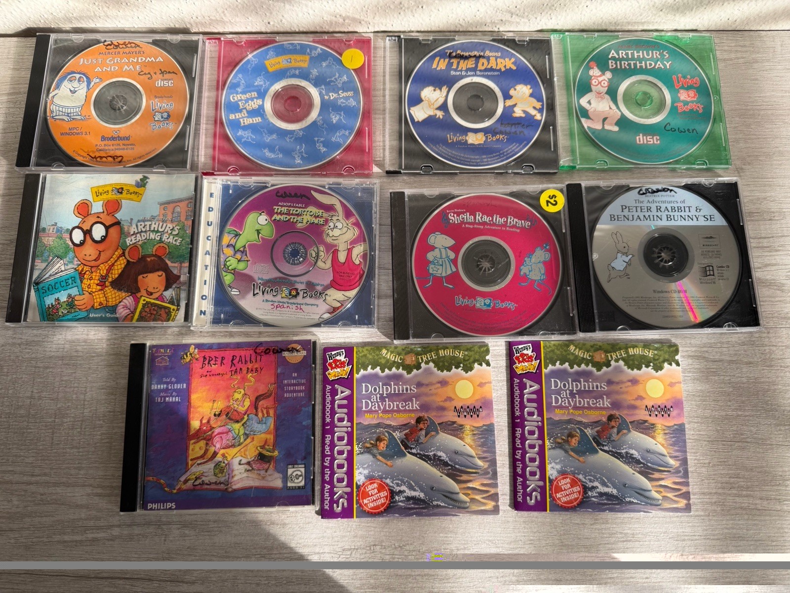 Audiobook CD-ROM Lot- Living Books, Magic Tree House & Etc, English And Spanish