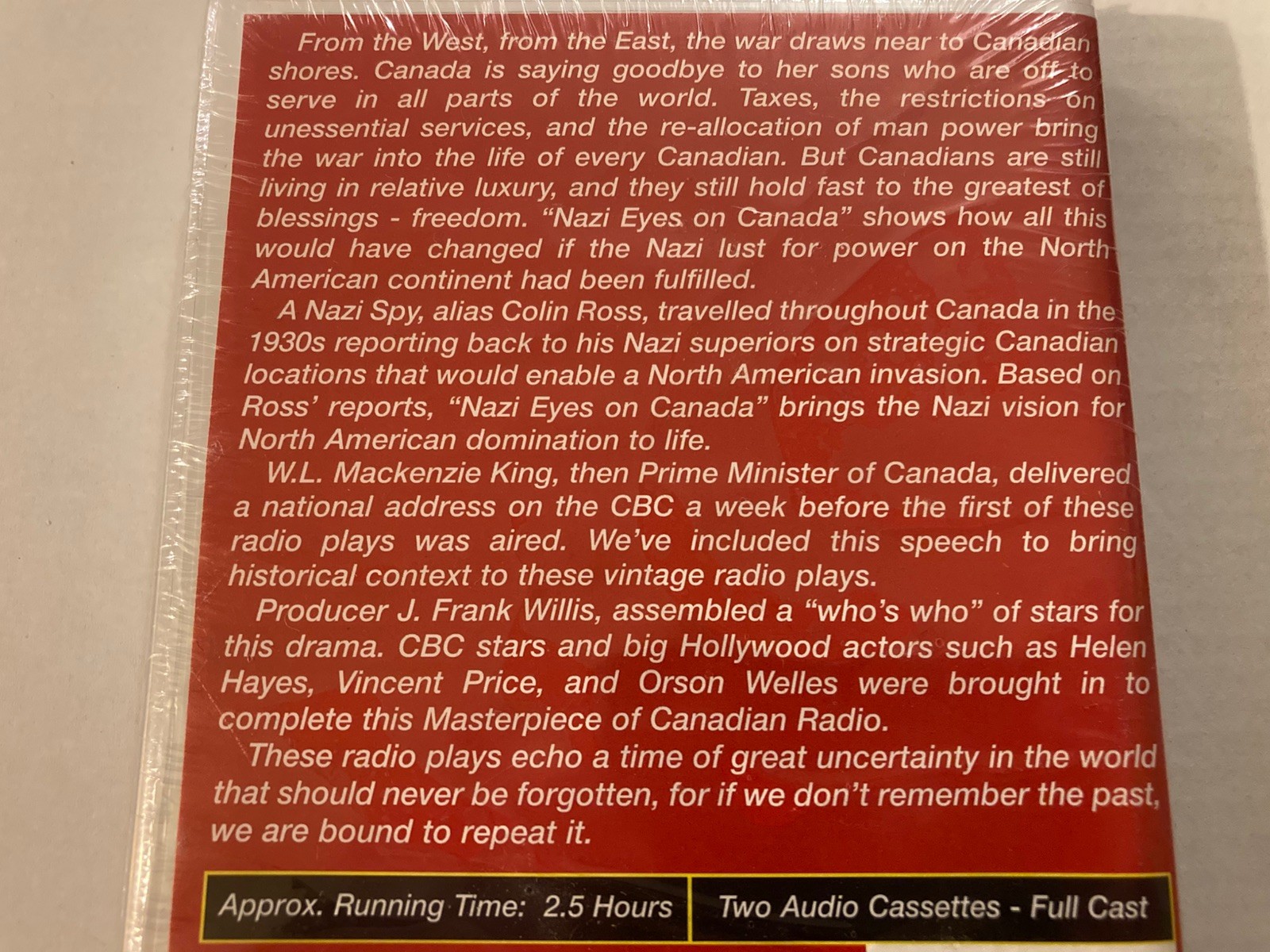 Nazi Eyes On Canada Rare Audio Cassette Set CBC OTR WWII Radio Plays, New Sealed