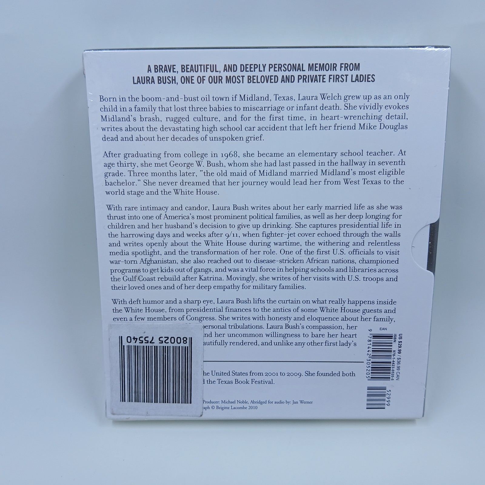 Laura Bush Spoken from the Heart Audiobook CD NEW Sealed