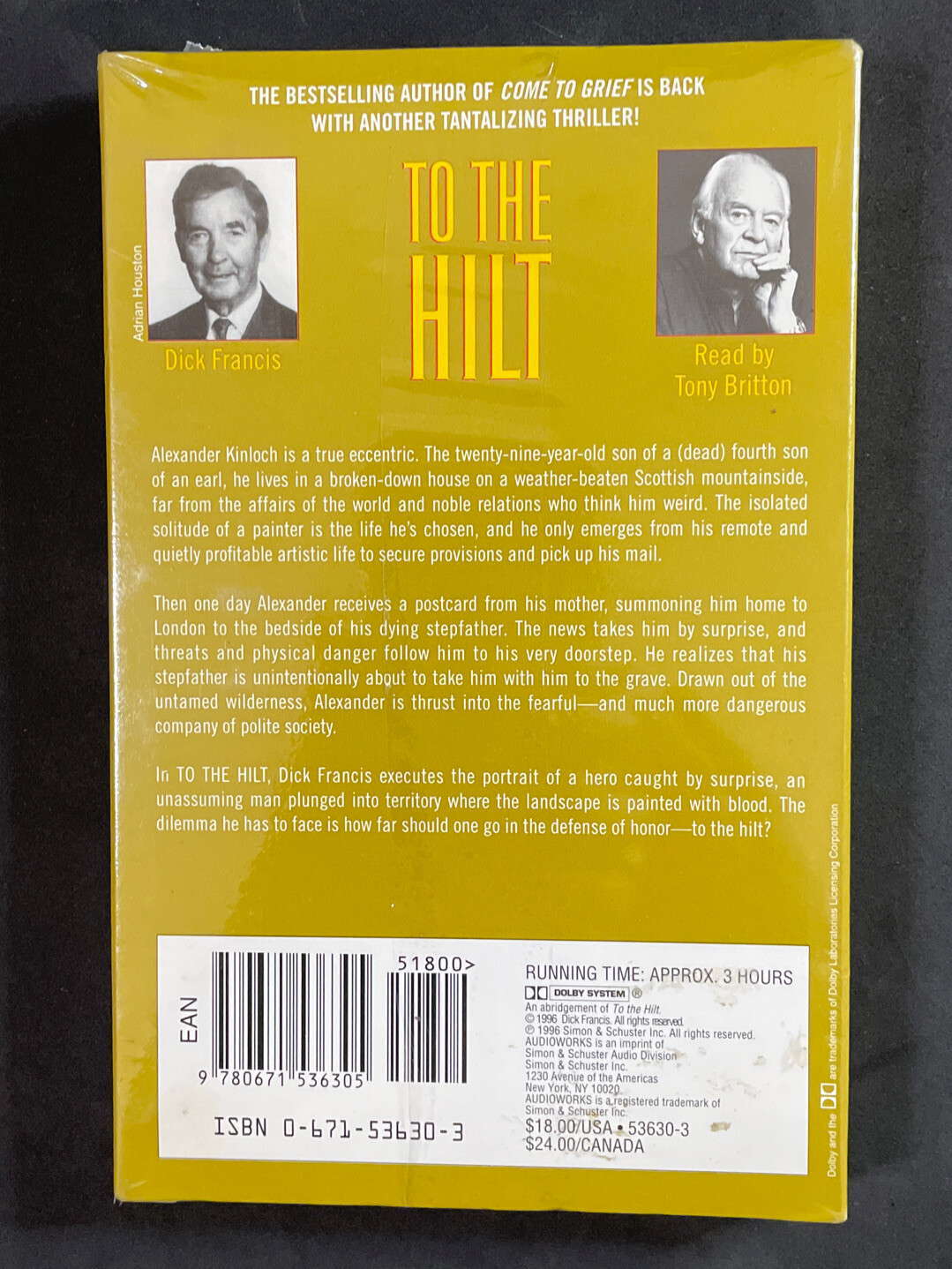 Sealed! NOS Audiobook TO THE HILT Dick Francis 2 CASSETTES Read by TONY BRITTON