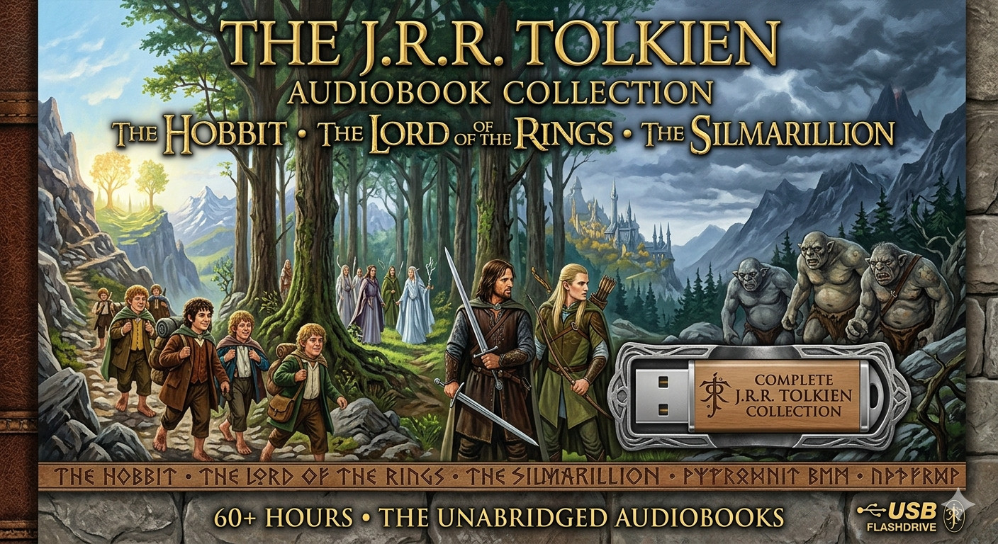 AUDIOBOOKS~LORD OF THE RINGS, HOBBIT — TOLKIEN COMPLETE 6 BOOKS +MORE USB .MP3