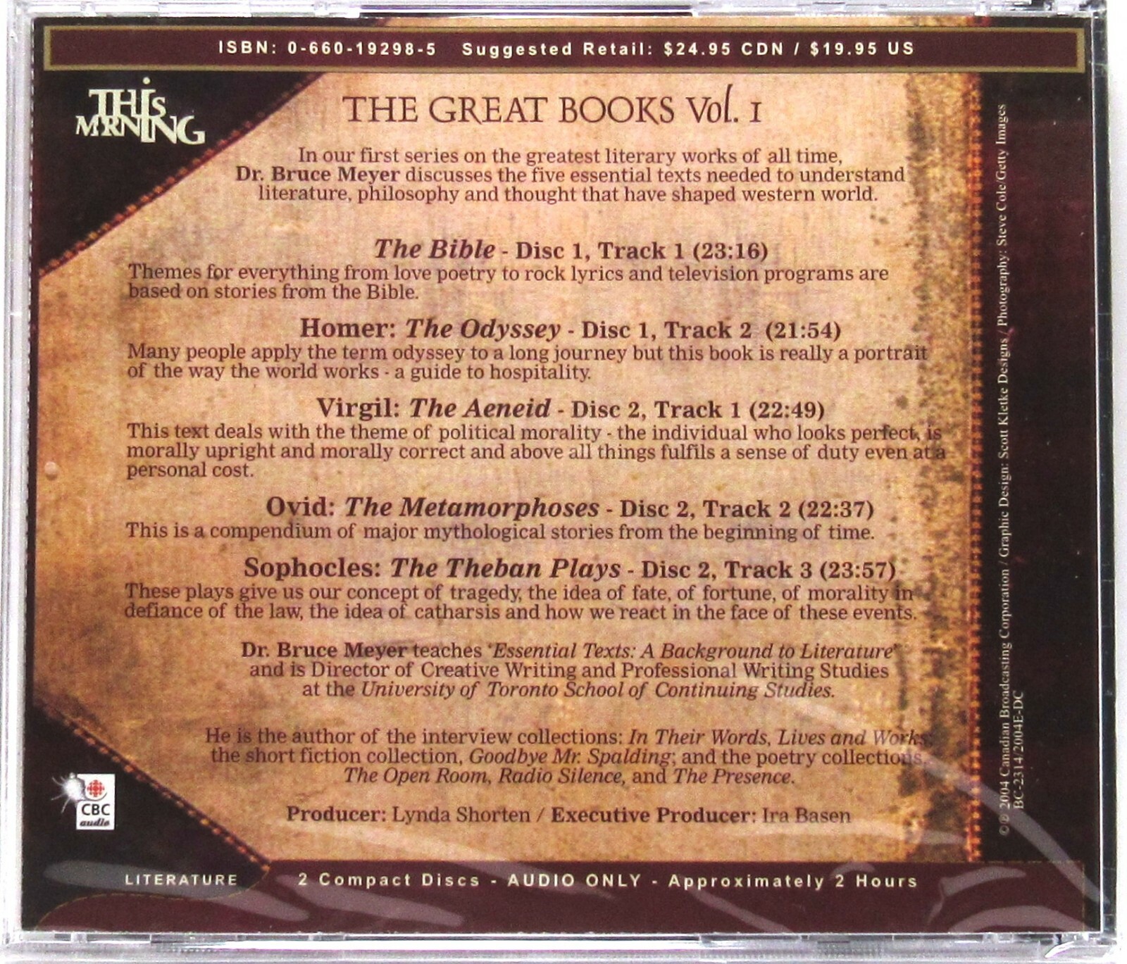 This Morning — THE GREAT BOOKS VOL. 1 (CD, 2-Disc Set) Dr. Bruce Meyer >SEALED<