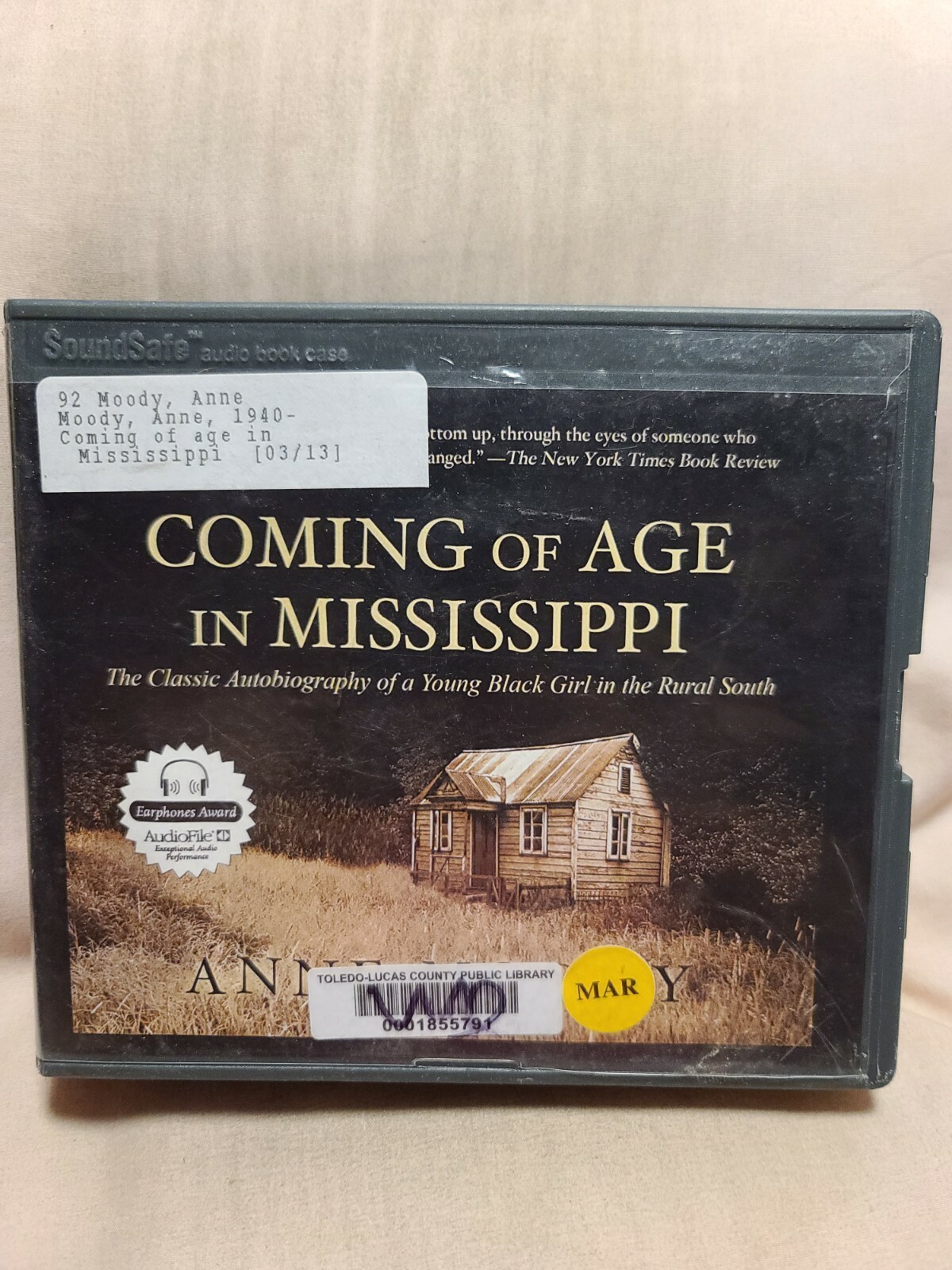 Shelf192 Audiobook~ Is coming of age and Mississippi — anne Moody — unabridged