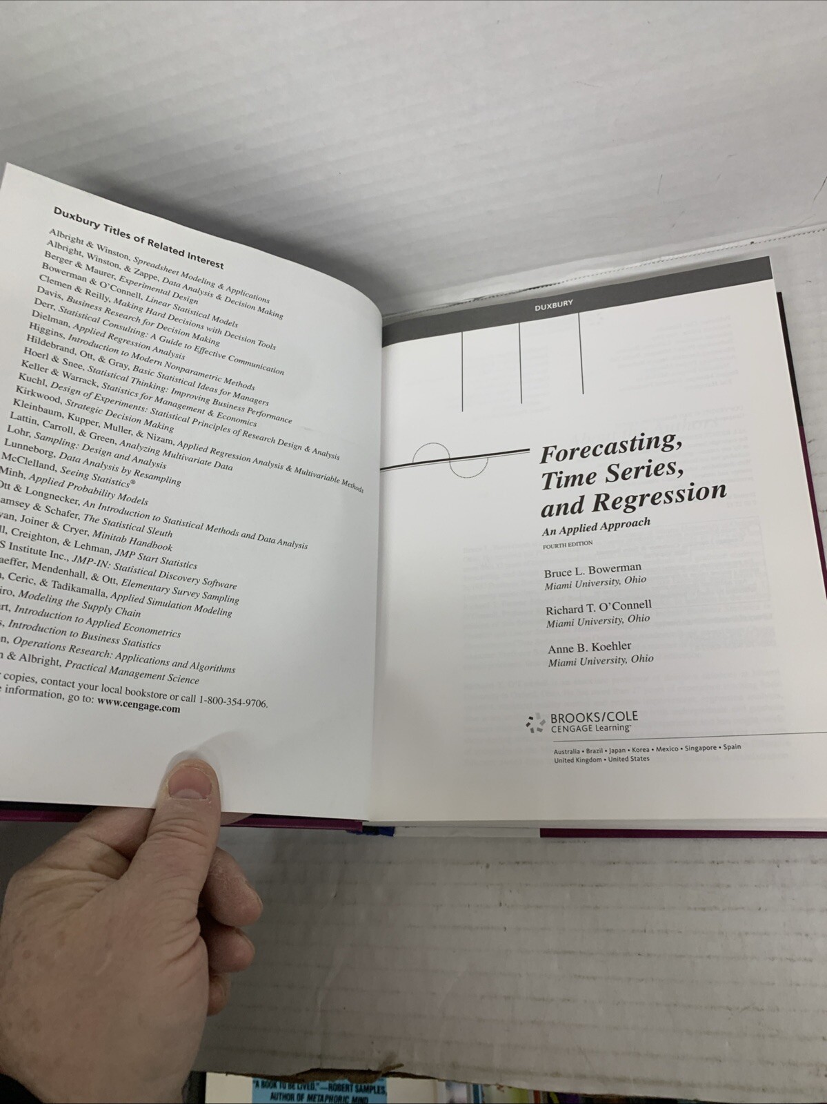 Forecasting, Time Series, and Regression by Professor Bowerman, Bruce L, Hardcov