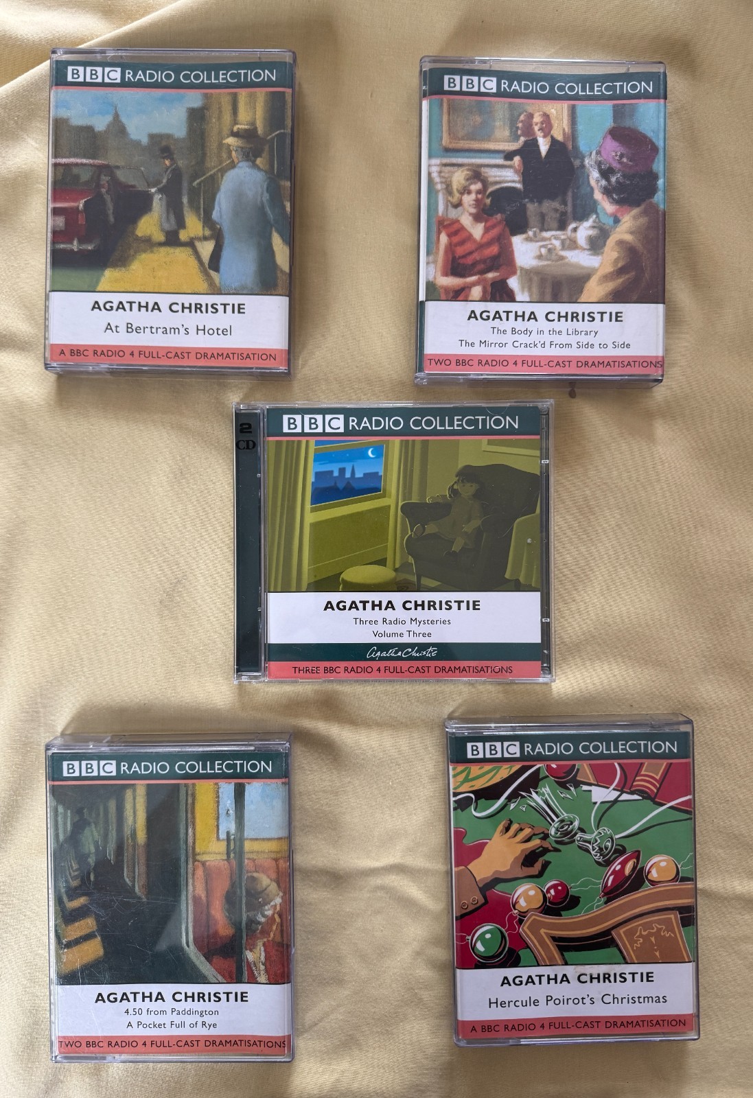 4 x BBC FULL CAST Agatha Christie Audiobook Cassettes & 1 x CD. Marple & Poirot