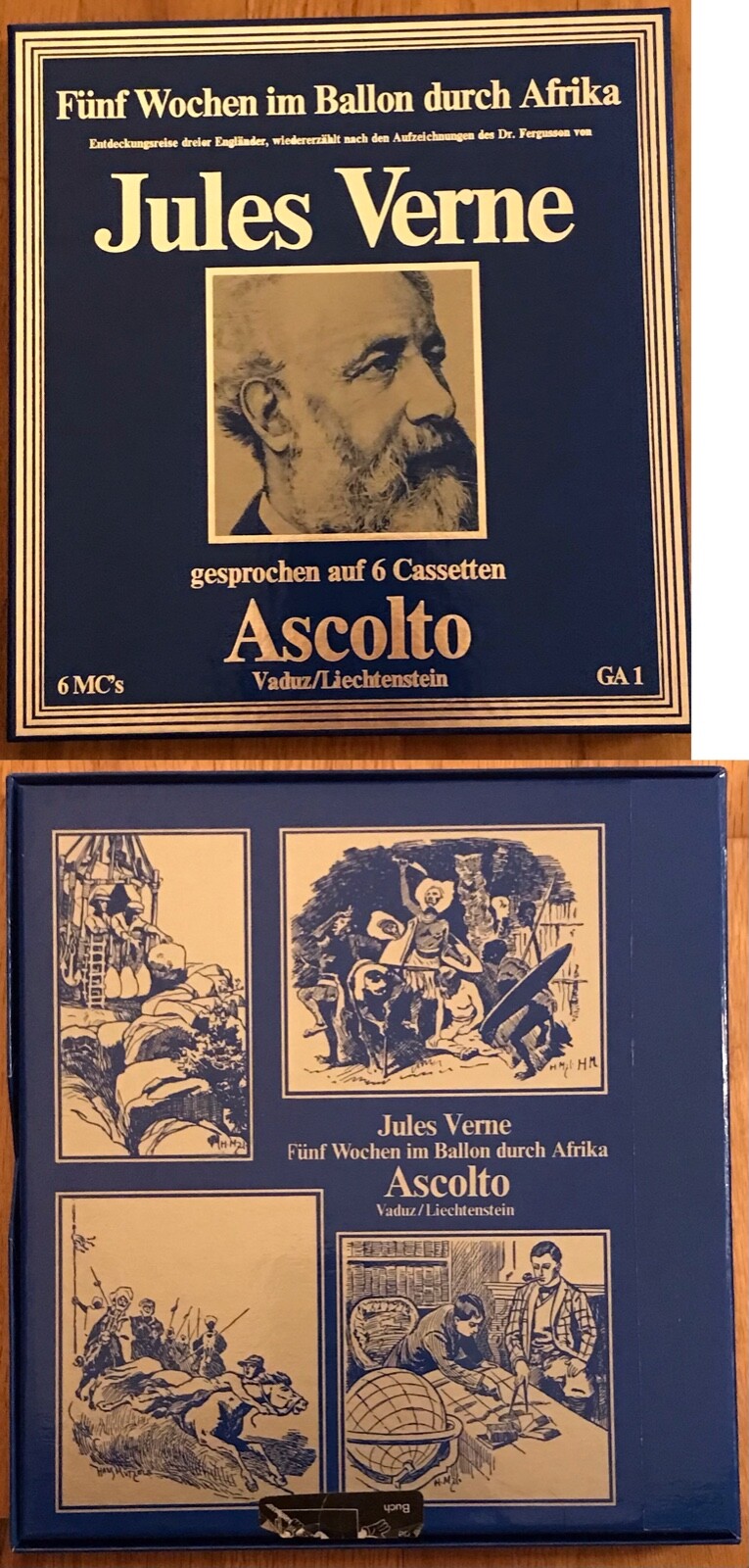 “Fünf Wochen im Ballon durch Afrika” by Jules Verne, 6 cassette tapes, German