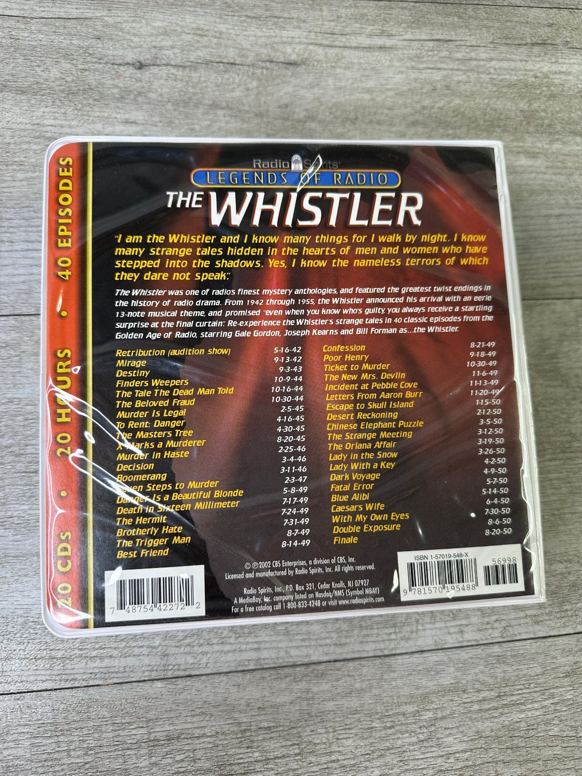 2002 The Whistler Legends of Radio Audiobook CDs Full Cast 20 Discs