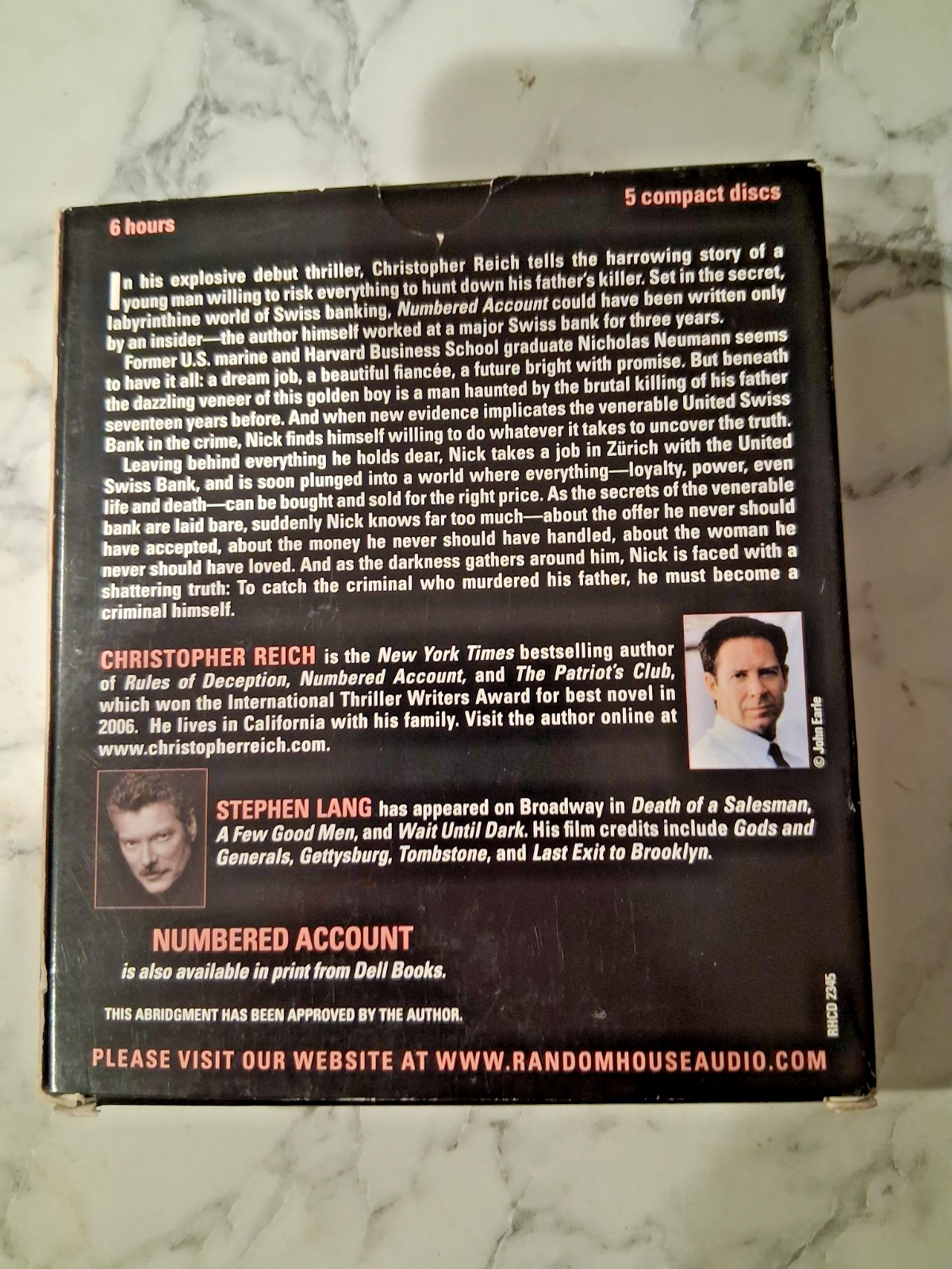 Numbered Account Christopher Reich Audiobook On CD