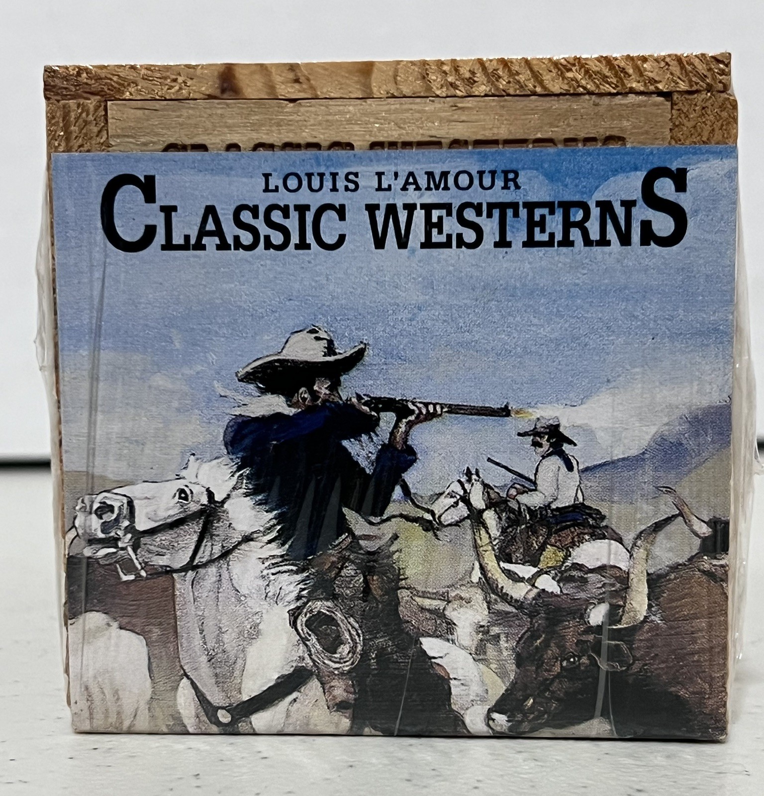 New — Louis L’ Amour Cassette Audio Set Classic 8 Westerns — SEALED Wooden Box