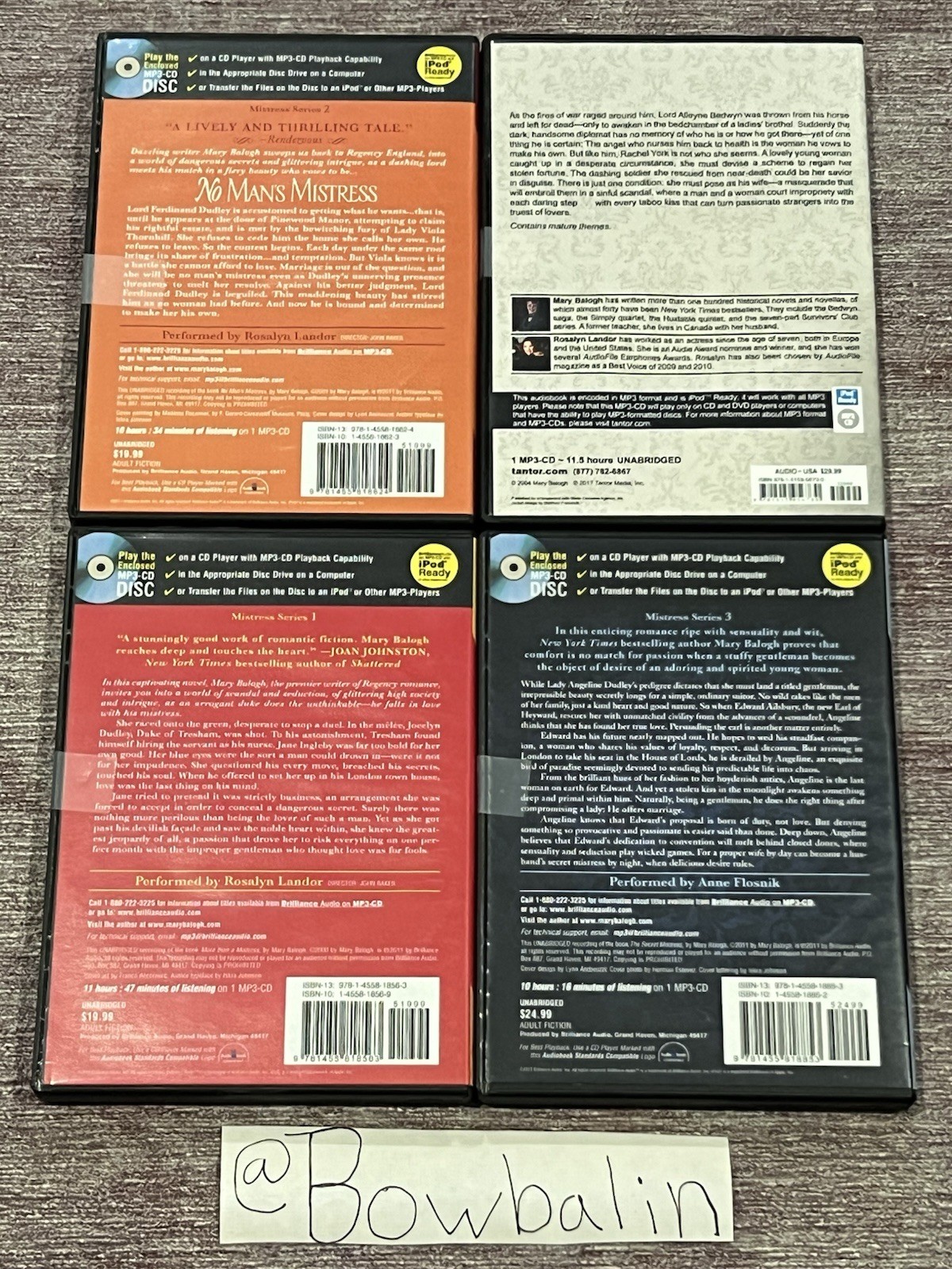 Mary Balogh Romance Series (Brilliance Audiobook MP3-CD Set Of 4) Very Good !