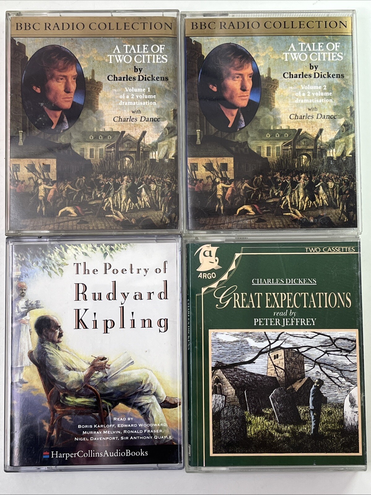 4 x Audiobook Cassette Tape Bundle A Tale Of Two Cities / Great Expectations Etc