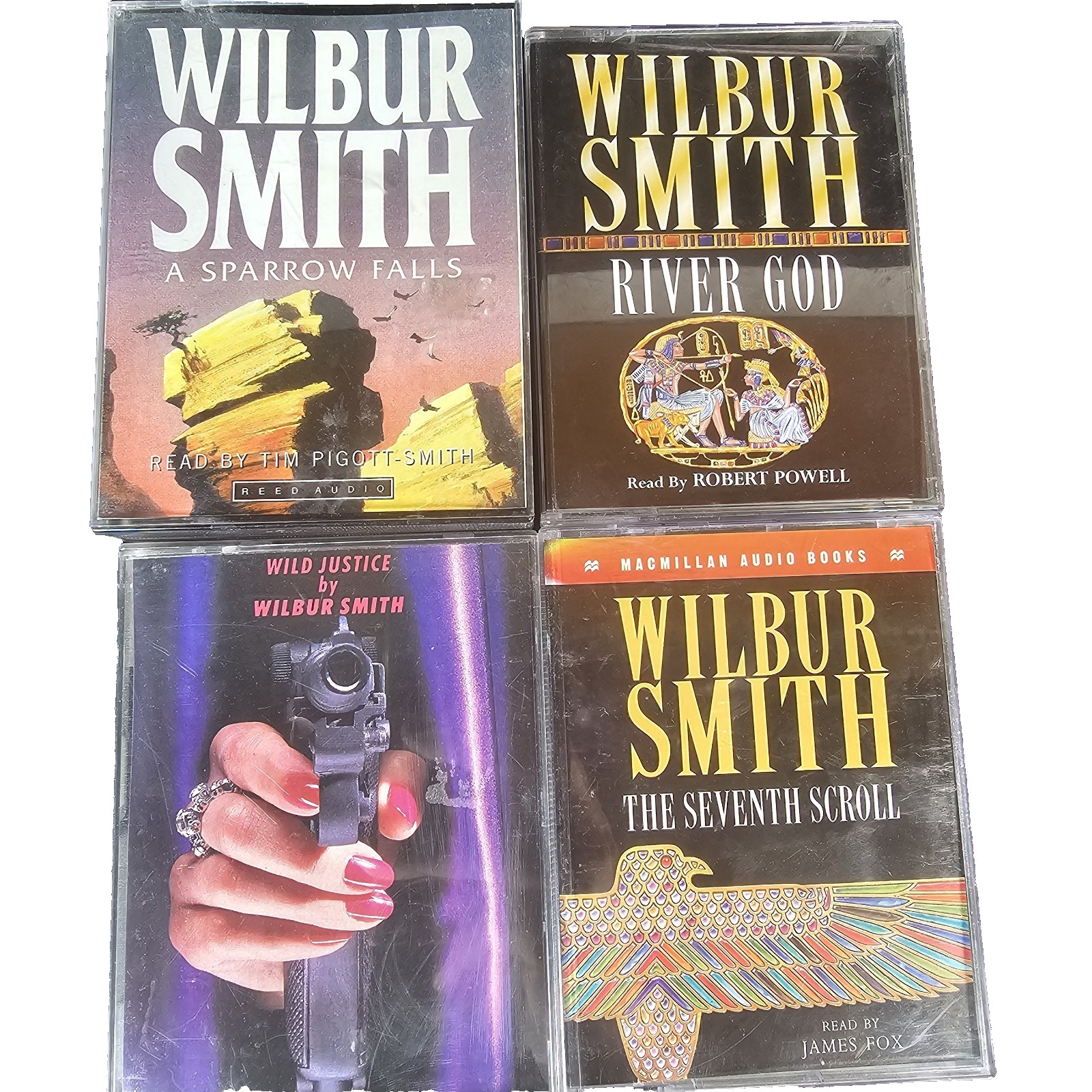 4 Cassette Audio Books Wilbur Smith River God Sparrow Falls Wild Justice