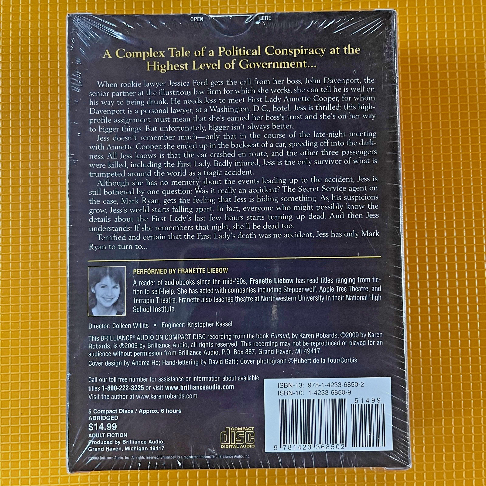 PURSUIT by KAREN ROBARDS — 2009 ABRIDGED audiobook — 5 CDs — NEW sealed