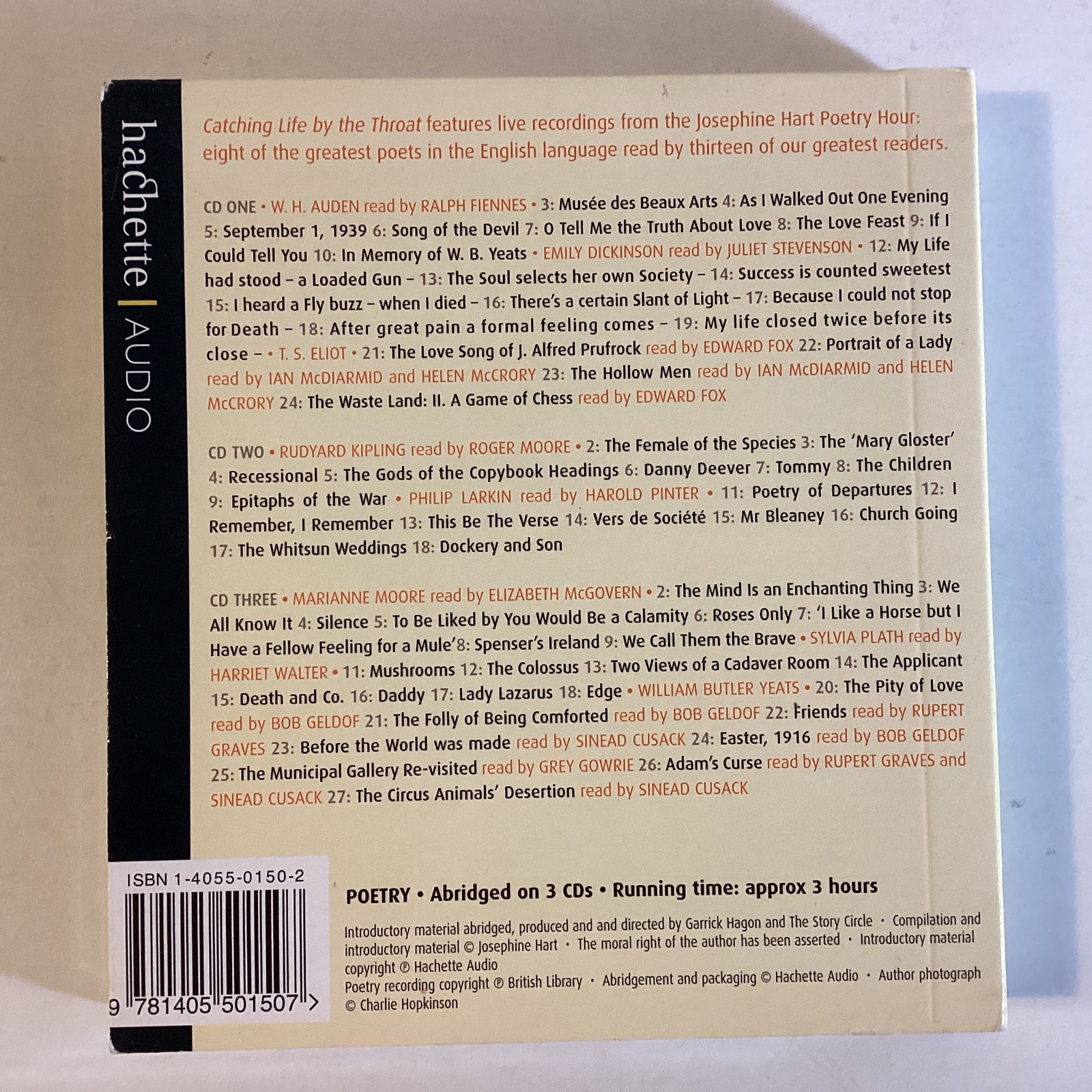 Josephine Hart: Catching Life by the Throat — Famous Poems Read Aloud -Free Ship