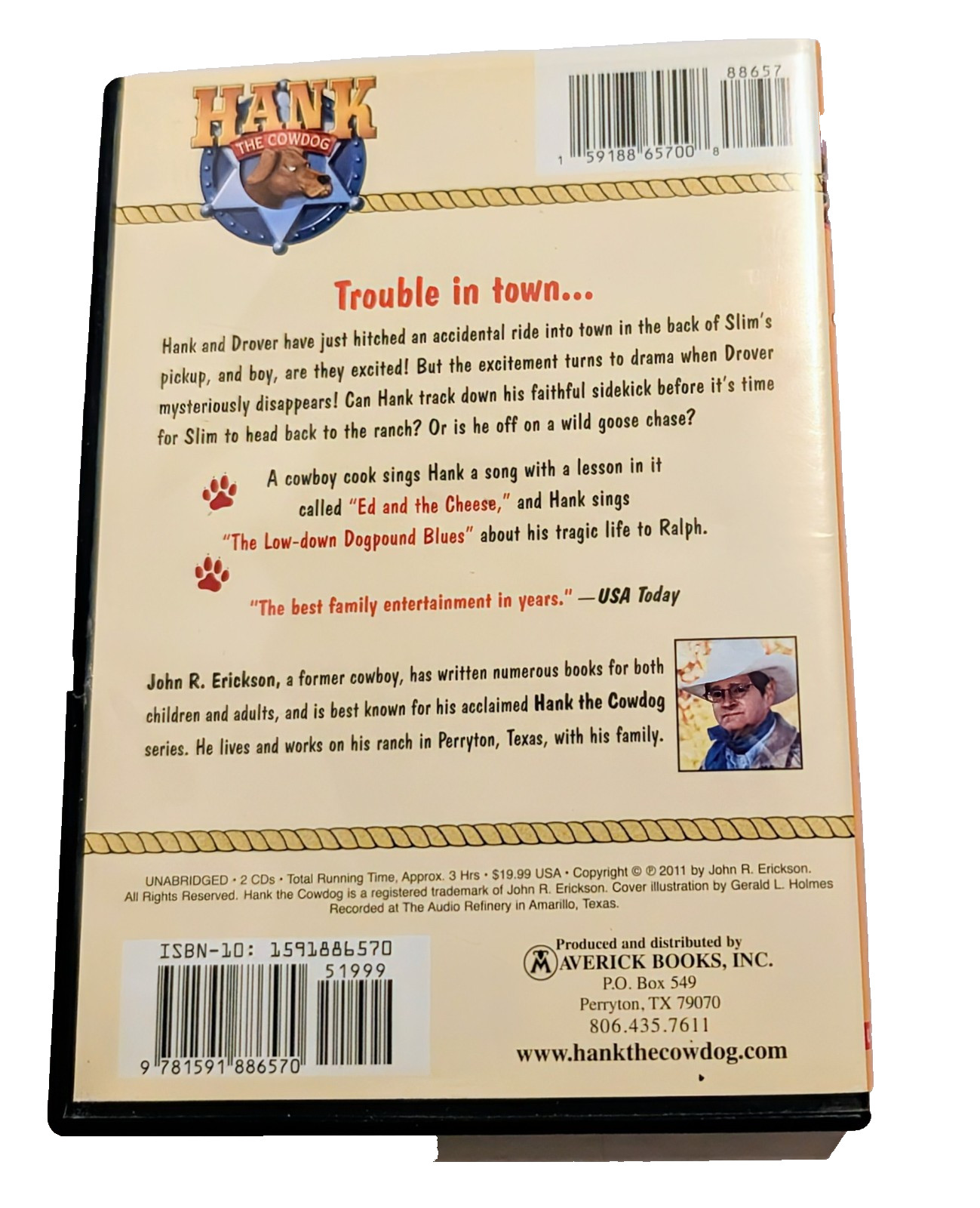 Hank the Cowdog #57 Audio Book 2 CDs +2 Songs Read by Author John Erickson A+ CD