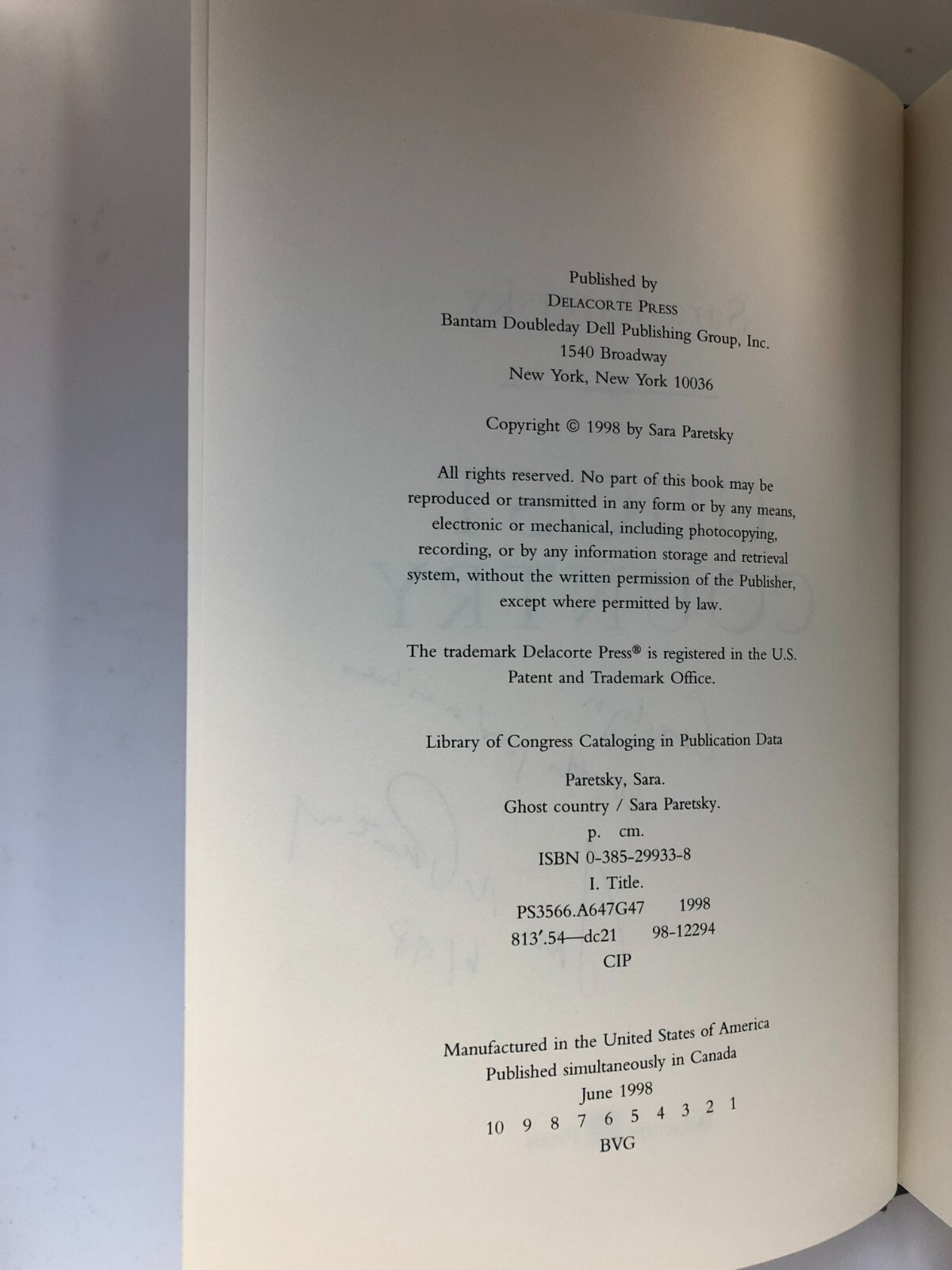 Ghost Country—NEW (1st Ed., 1st Printing signed by Sara Paretsky)