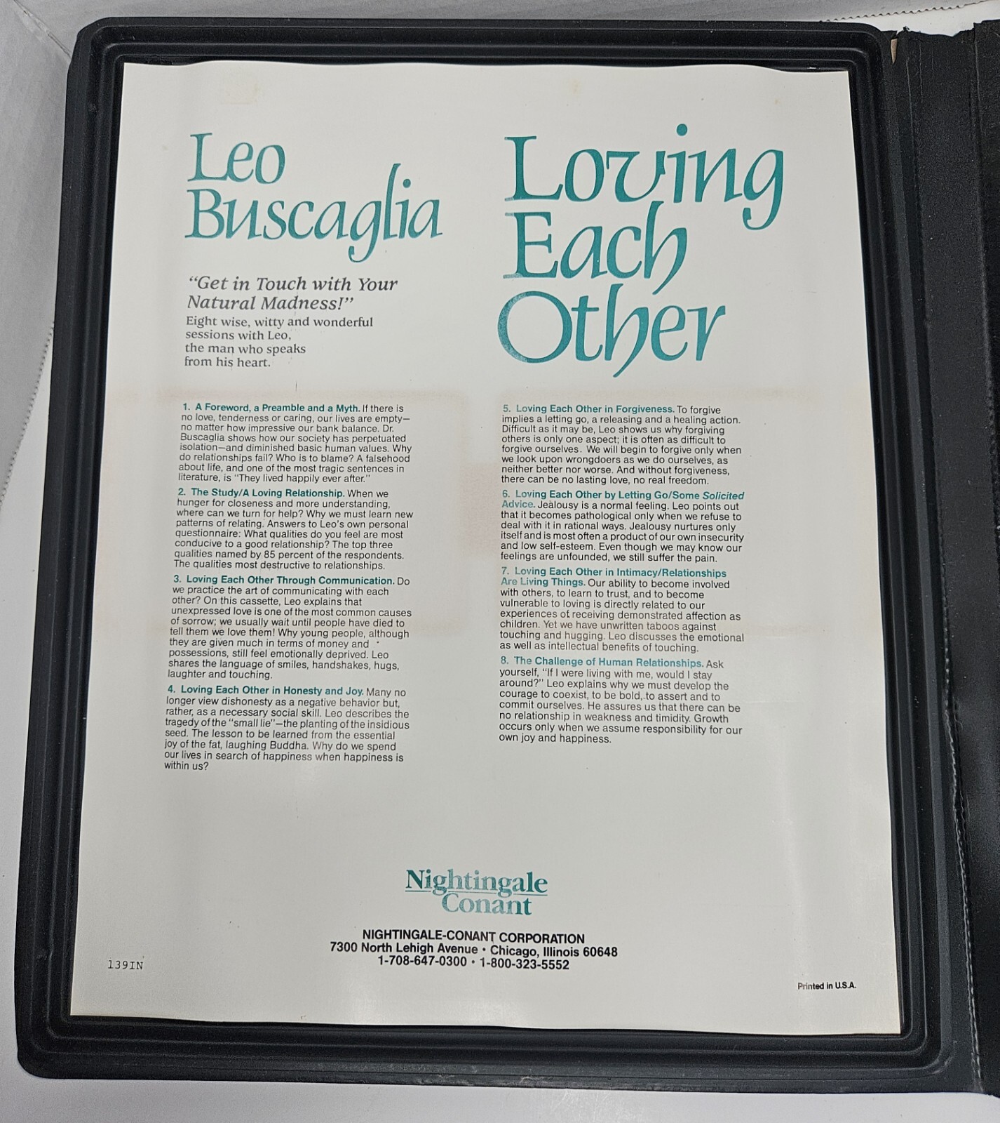 Loving Each Other By LEO BUSCAGLIA (Cassette) Audiobook 4 TAPE SET With VHS