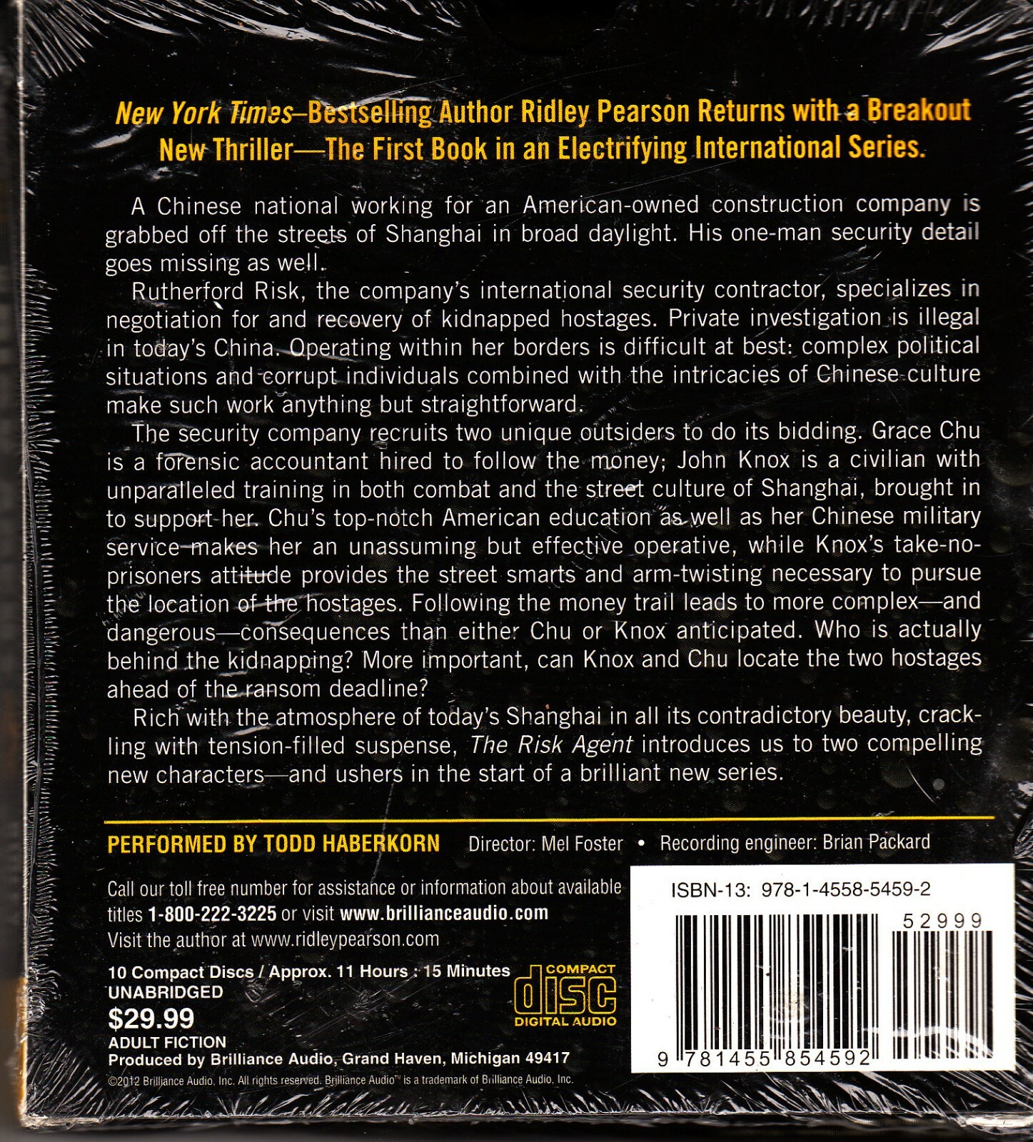 Risk Agent: The Risk Agent 1 by Ridley Pearson (2012, 10 CDs, Unabridged) NEW