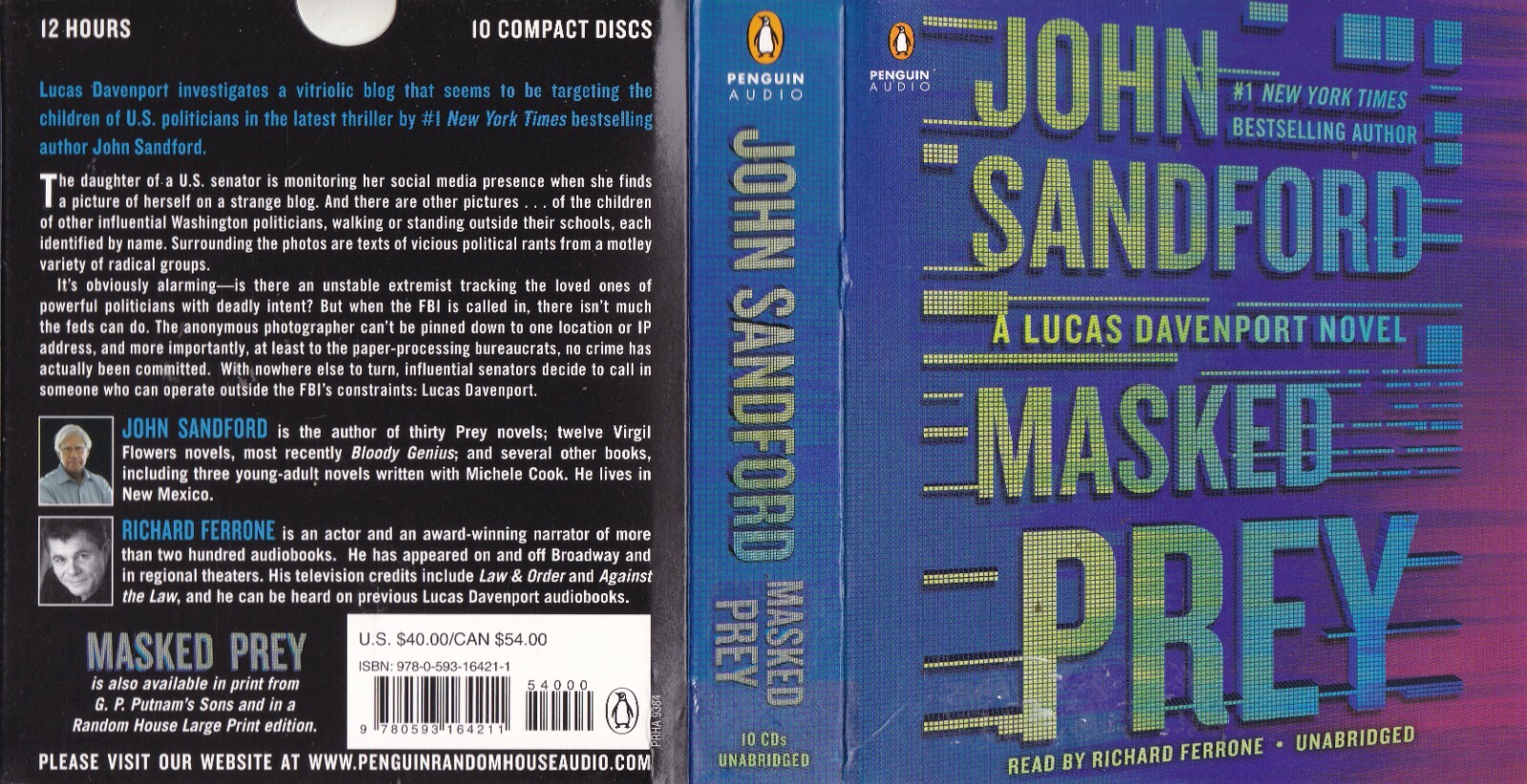 John Sandford MASKED PREY: LUCAS DAVENPORT NOVEL (2020) AUDIO UNABRIDGED 10 CDs