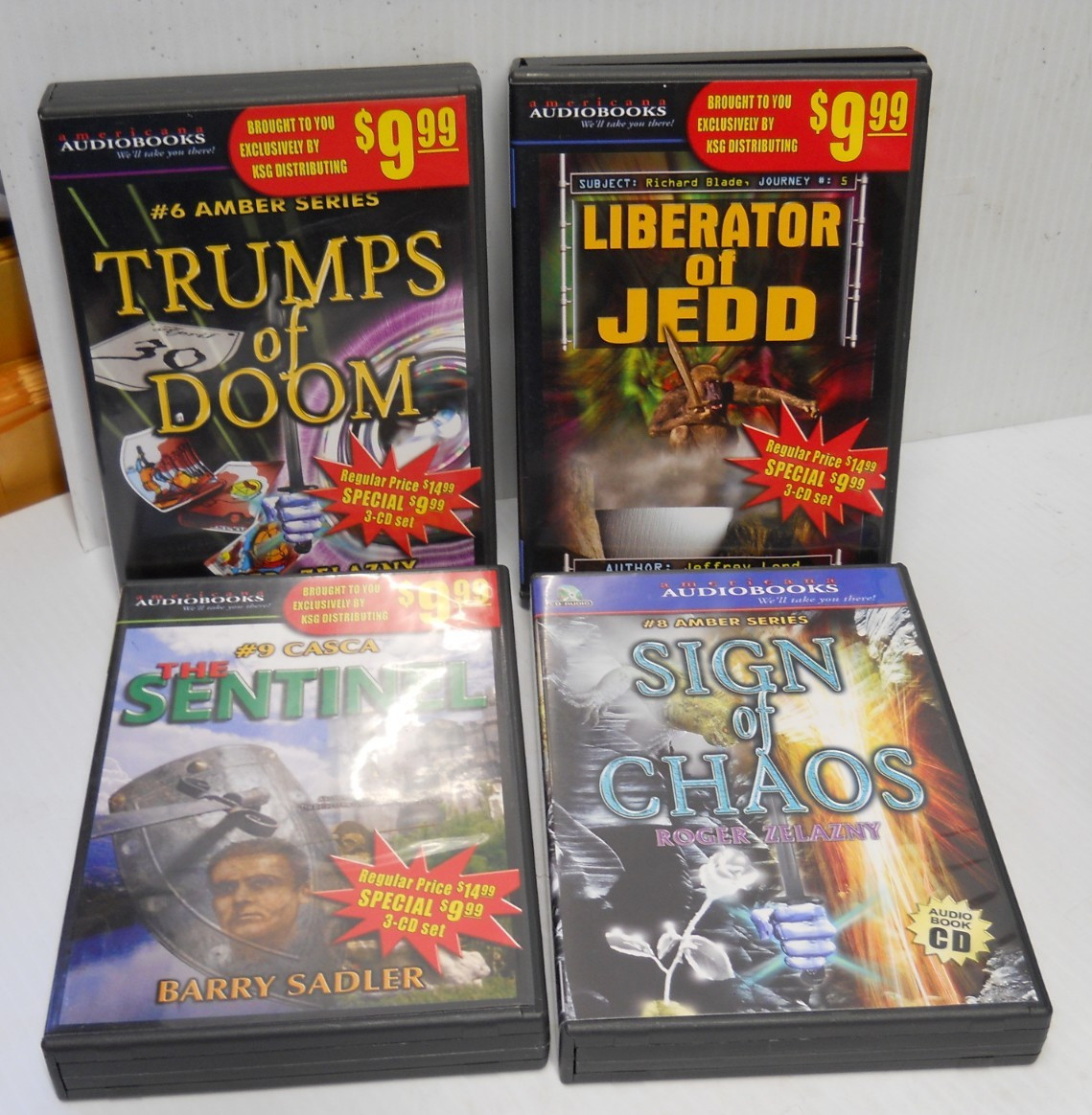 x4 Americana Audiobooks Lot The Sentinel Liberator of Jedd Trumps of Doom Signs