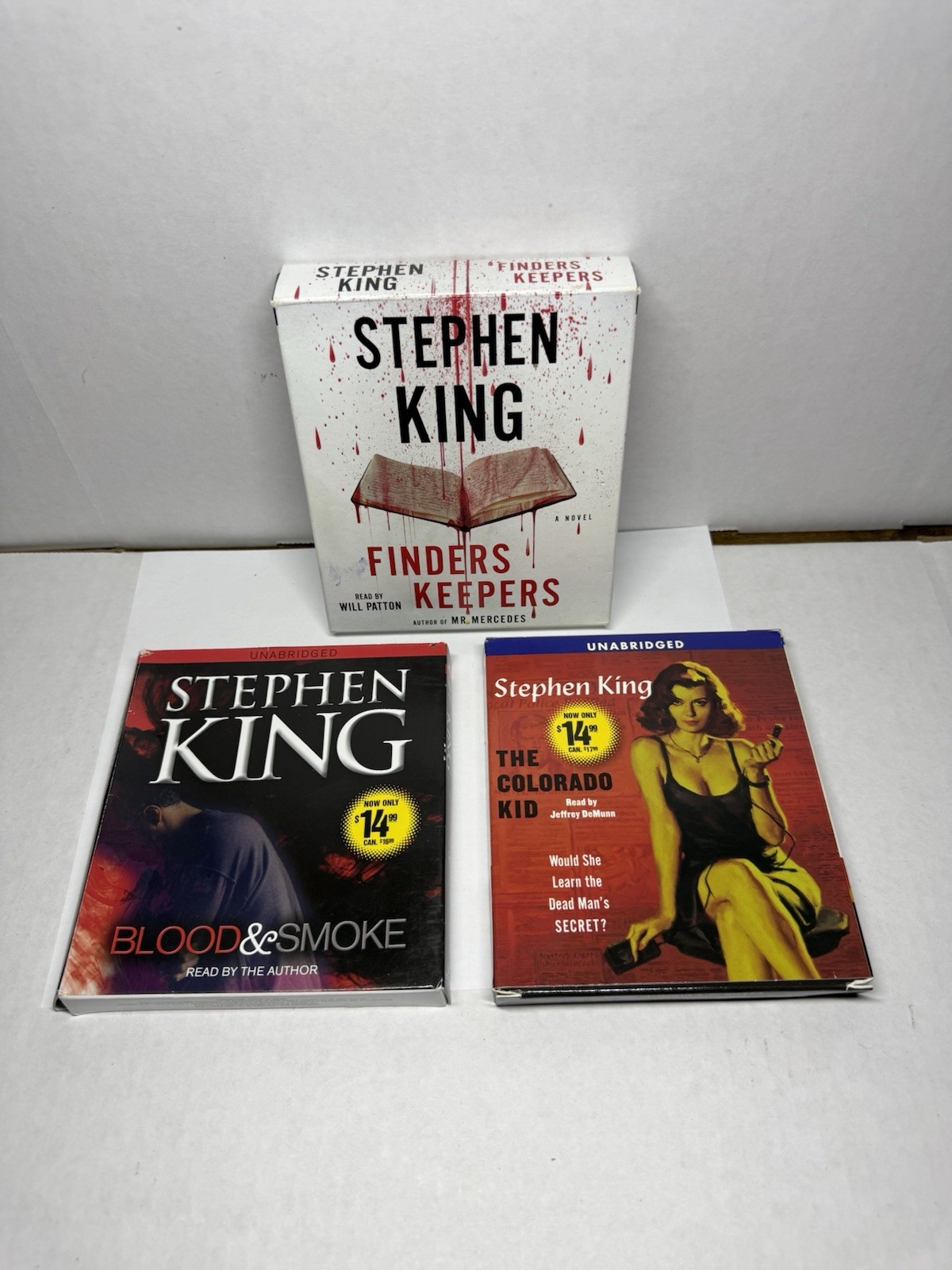 Stephen King Audiobook Lot 3x Finders Keepers — Blood & Smoke — The Colorado Kid