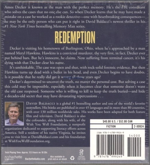 REDEMPTION by David Baldacci — Unabridged Audiobook — 10 CDs / 12.5 Hours