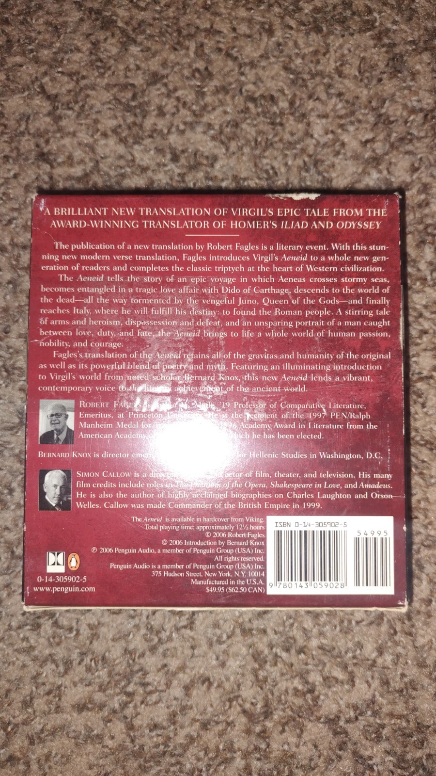 The Aeneid Virgil — Robert Fagles Read by Simón Callow Audiobook CD Unabridged